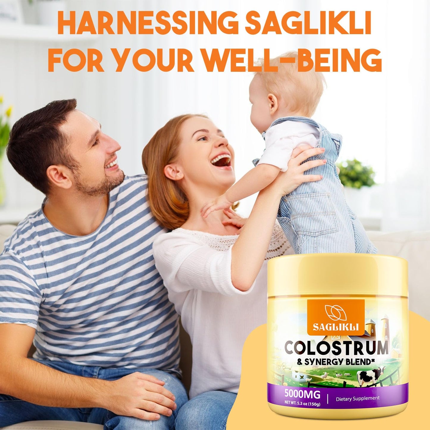 Colostrum Powder 5,000 mg โ Grass-Fed Bovine with Prebiotics, Probiotics, Lactoferrin & PRP (30 Servings)