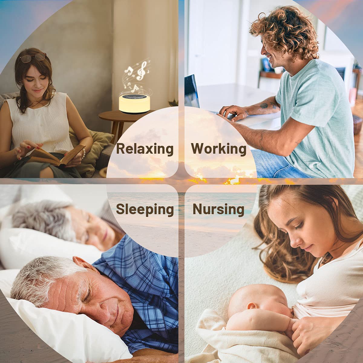 ColourNoise Soother Sleep Sound Machine โ 30 Non-Looping Sounds, 12 Night Lights, 5 Timers, Portable
