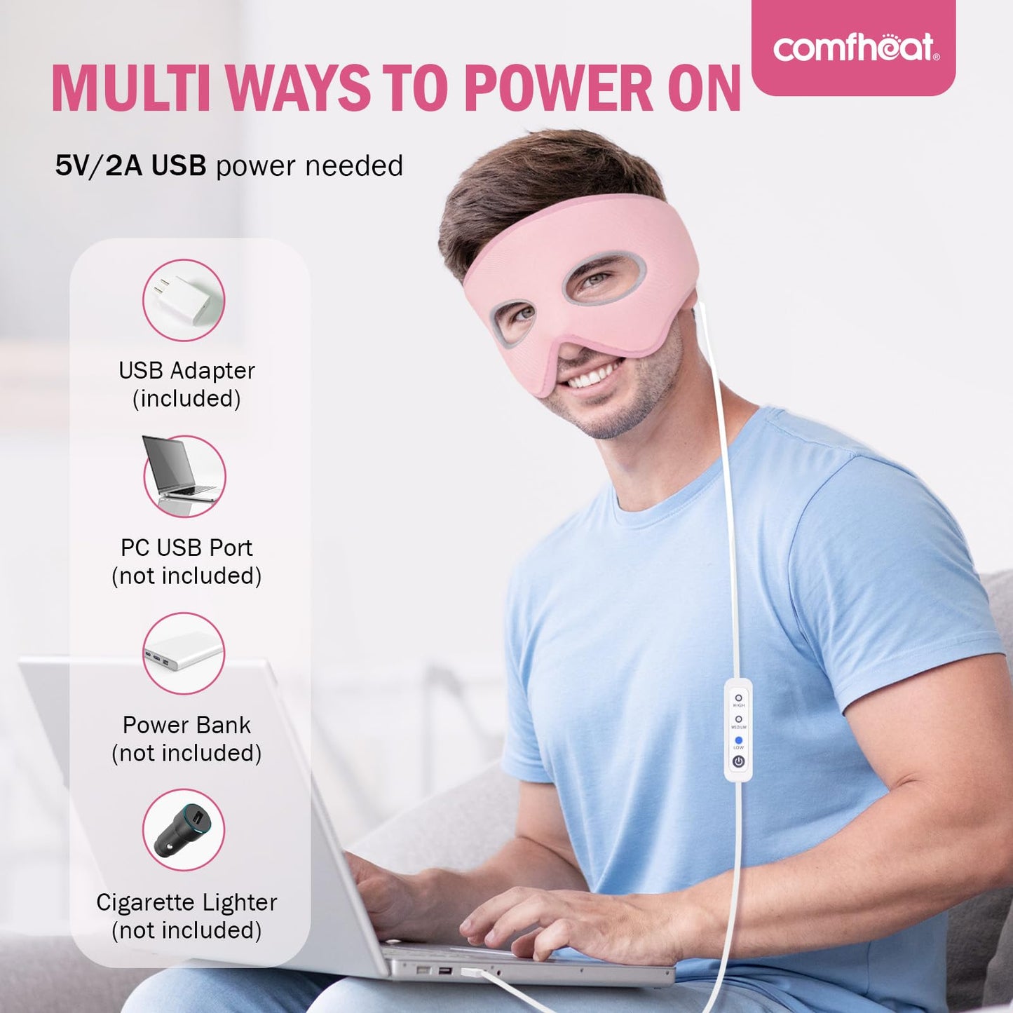 Comfheat Sinus Relief Mask โ 3-Setting Face Heating Pad for Sinus Pressure & Congestion