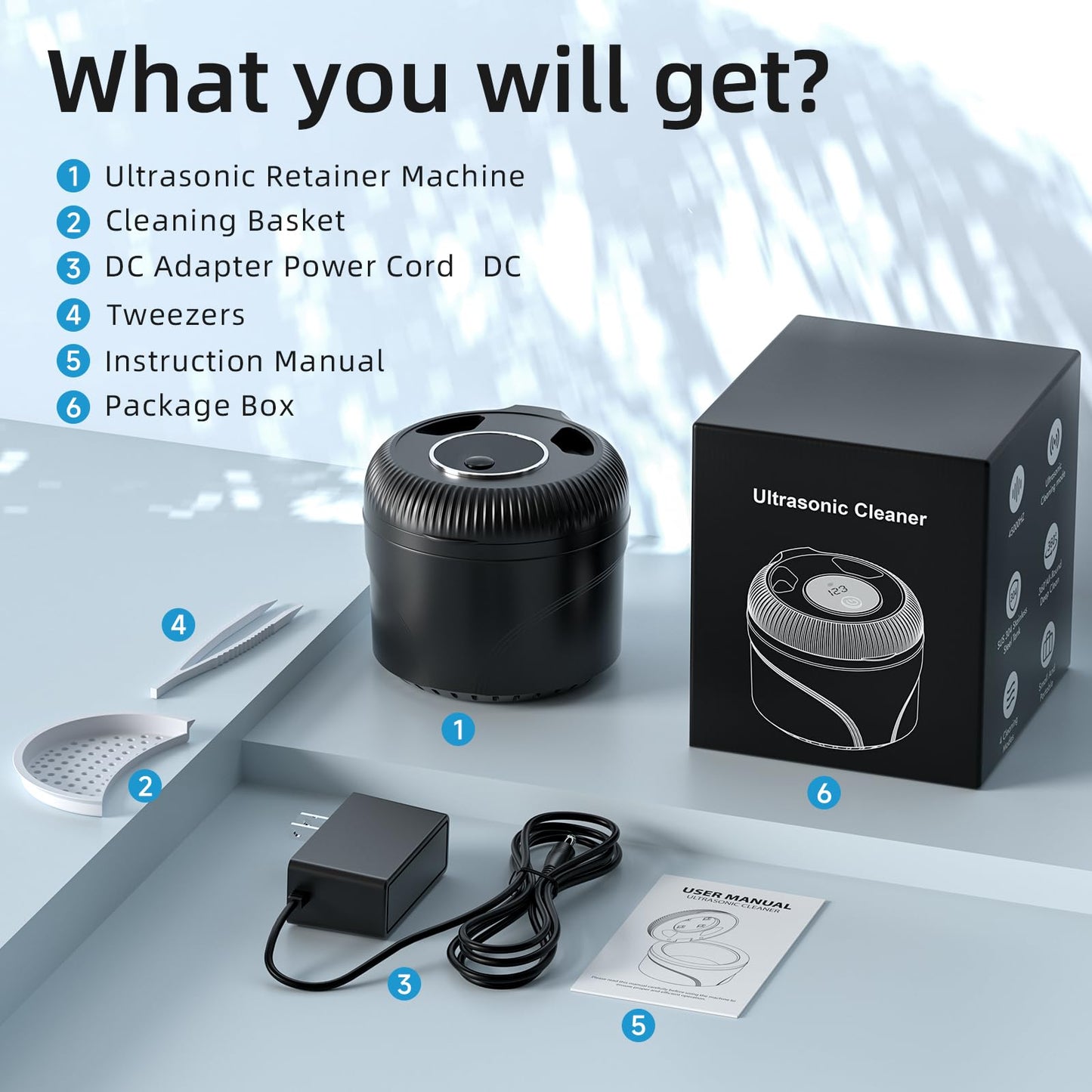 Ultrasonic Retainer Cleaner 45kHz โ 4 Modes, 200ml Pod, Digital Timer
