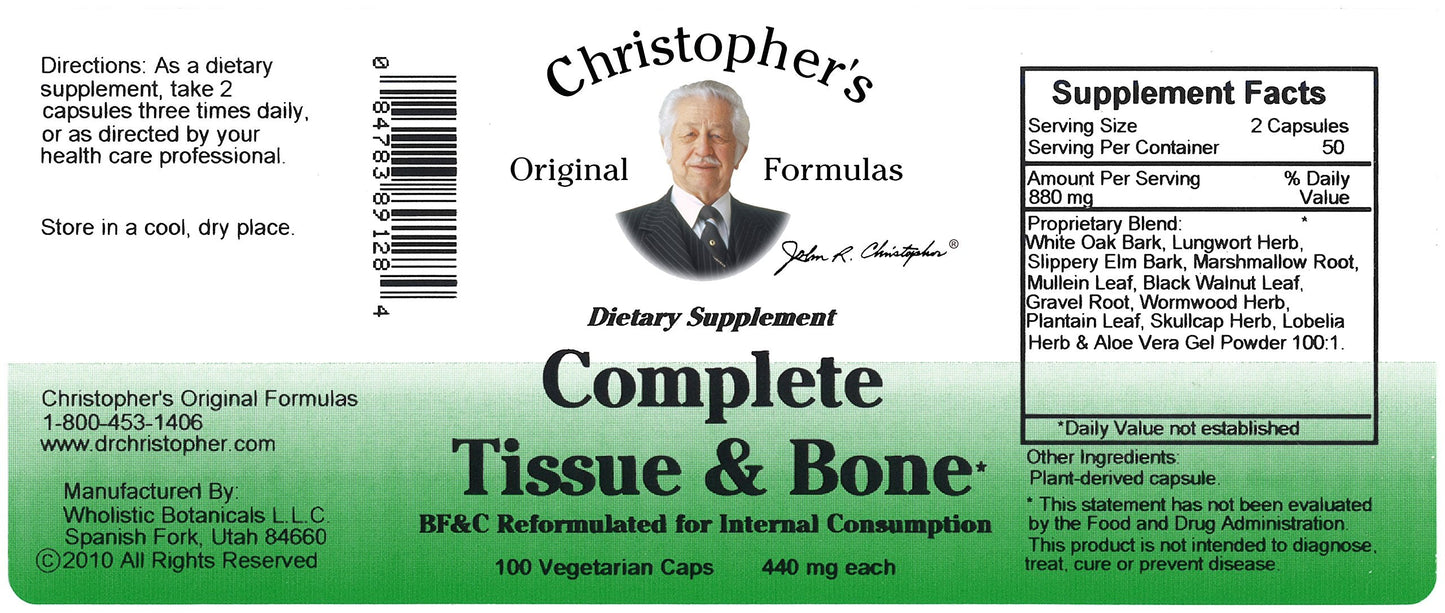 Christopher's Original Formulas Complete Tissue & Bone Formula โ 100 Veg Caps