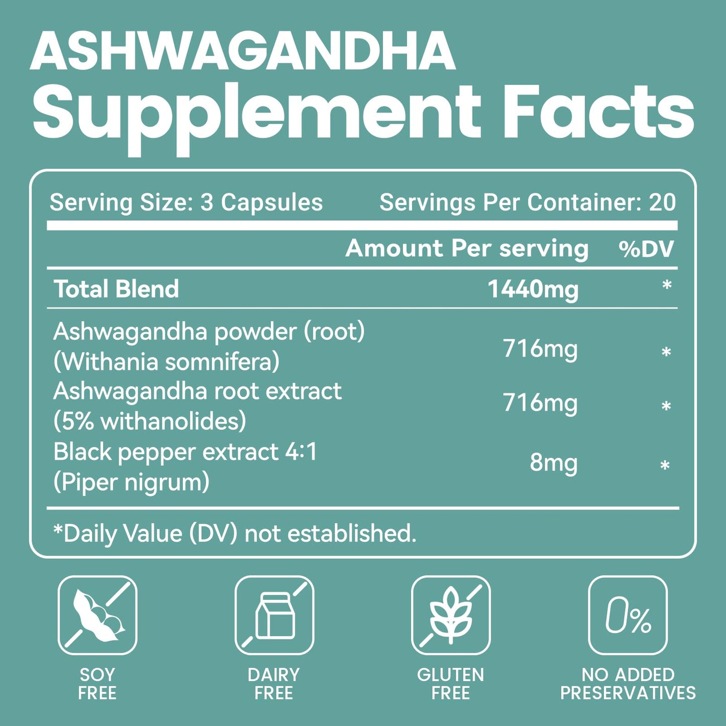 VivoNu Ashwagandha Vegan Capsules โ KSM-66, Black Pepper, 60 Count