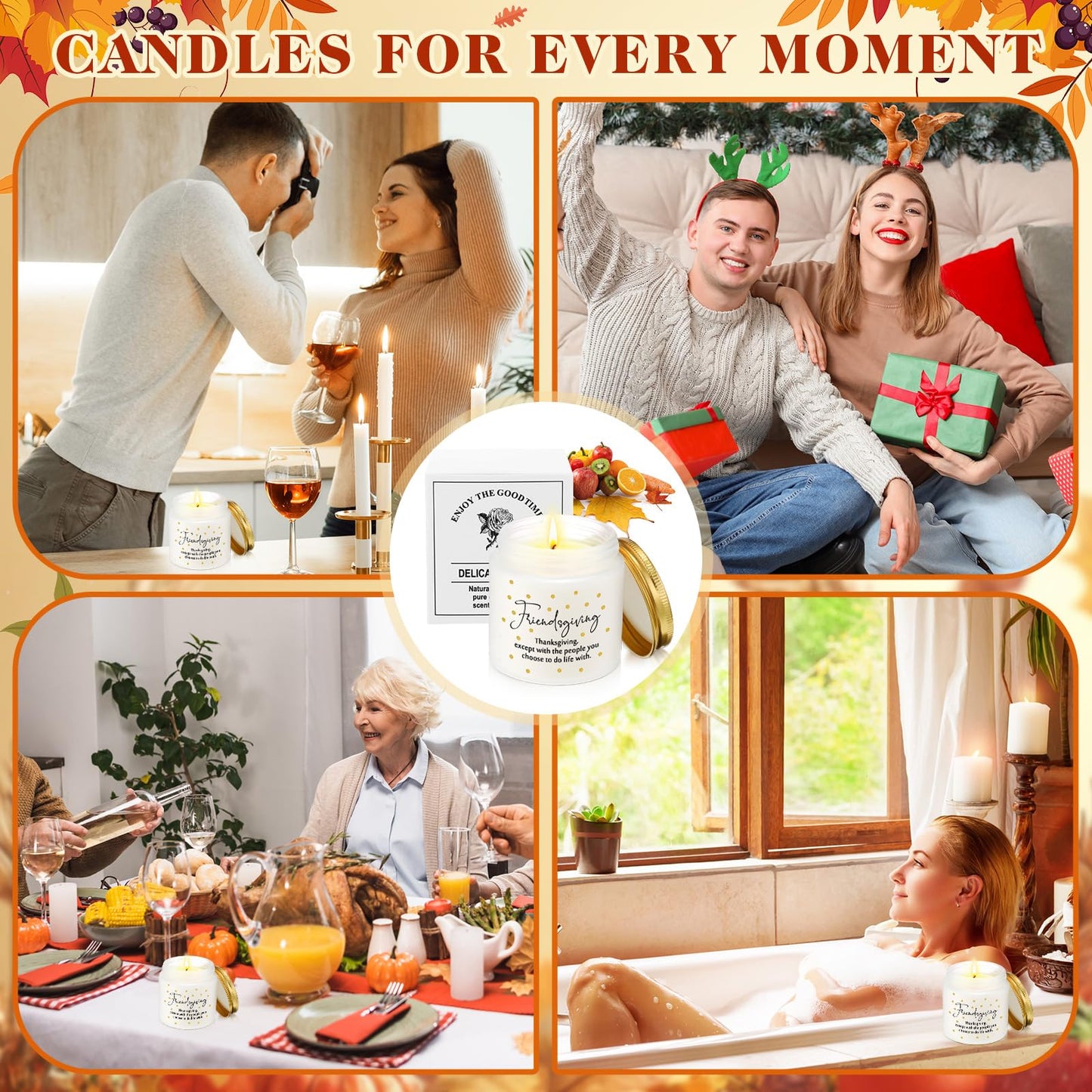 Conelist 12-Pcs Thanksgiving Scented Candles Set โ 3.5 oz Soy Wax Glass Jars (Friendsgiving Gift)