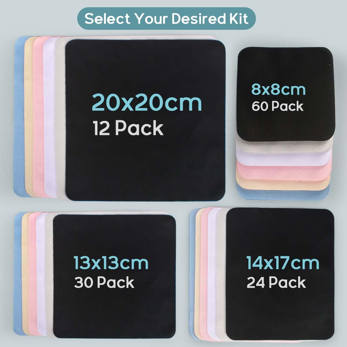 CONLI 60-Pack Small Microfiber Cleaning Cloths for Eyeglasses โ Luxury Suede, 8x8 cm
