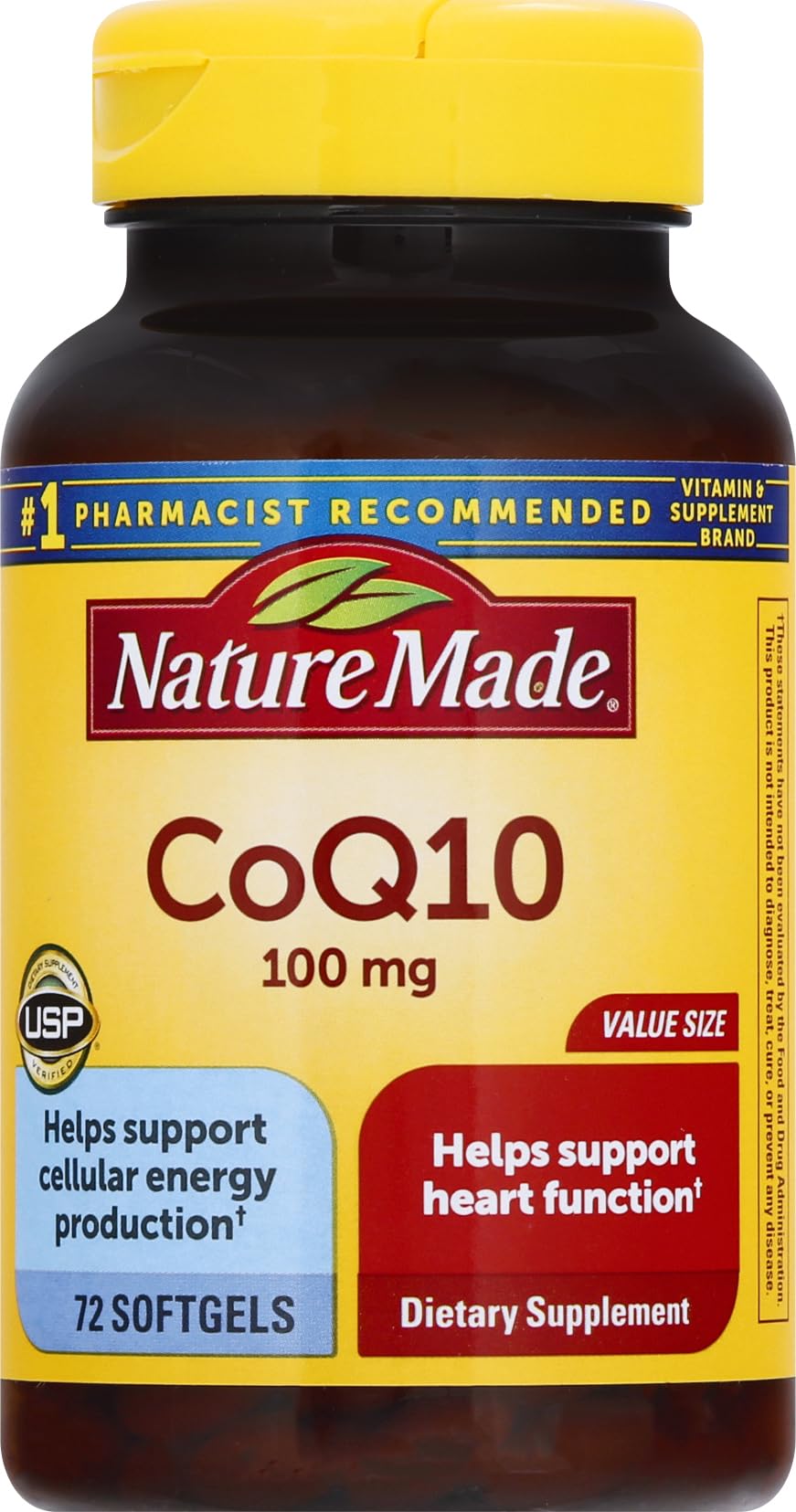 CoQ10 100 mg Softgels, 72 Count โ Heart Health Support | Nature Made