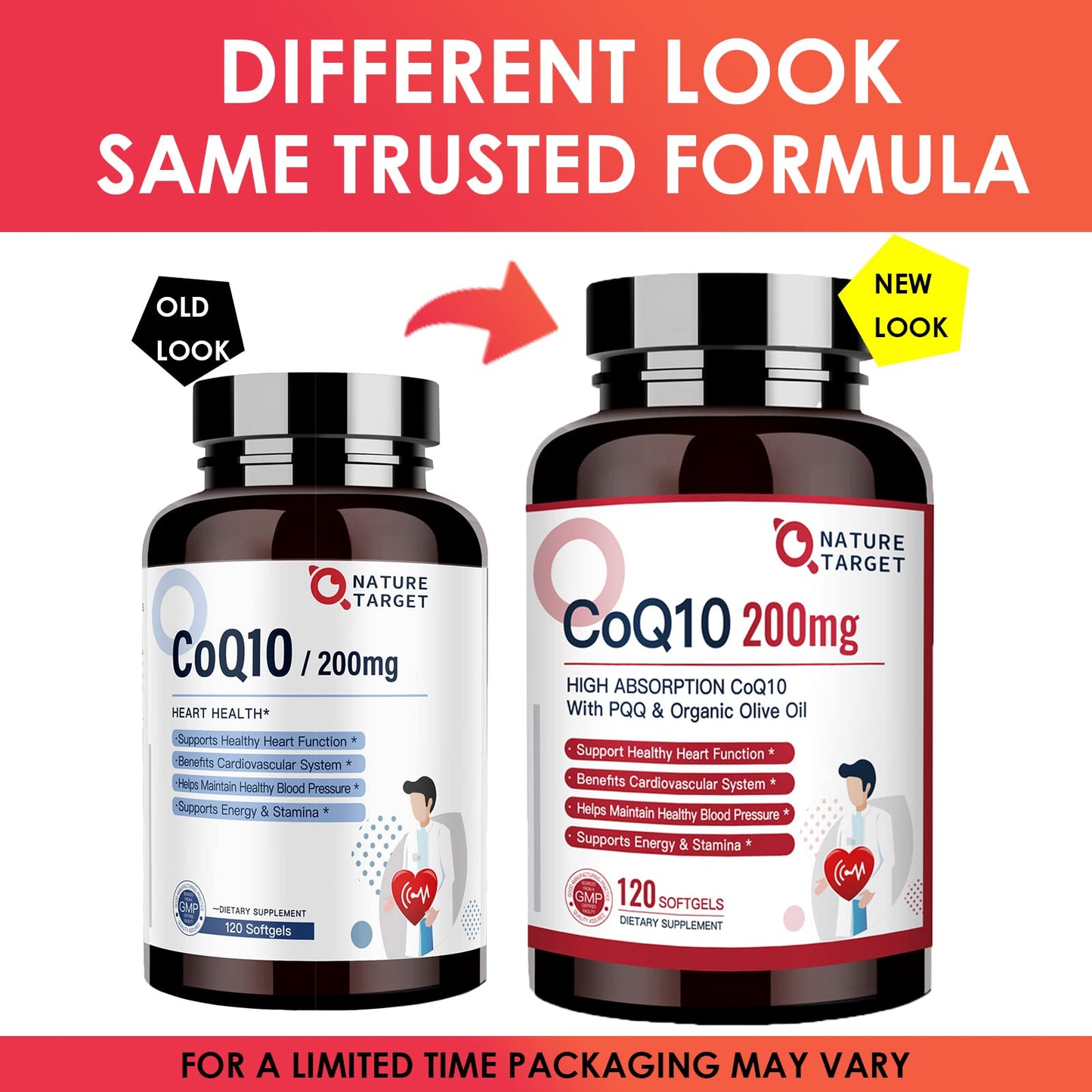 Nature Target CoQ10 200mg Softgels + Organic Olive Oil โ High Absorption, 120 Servings