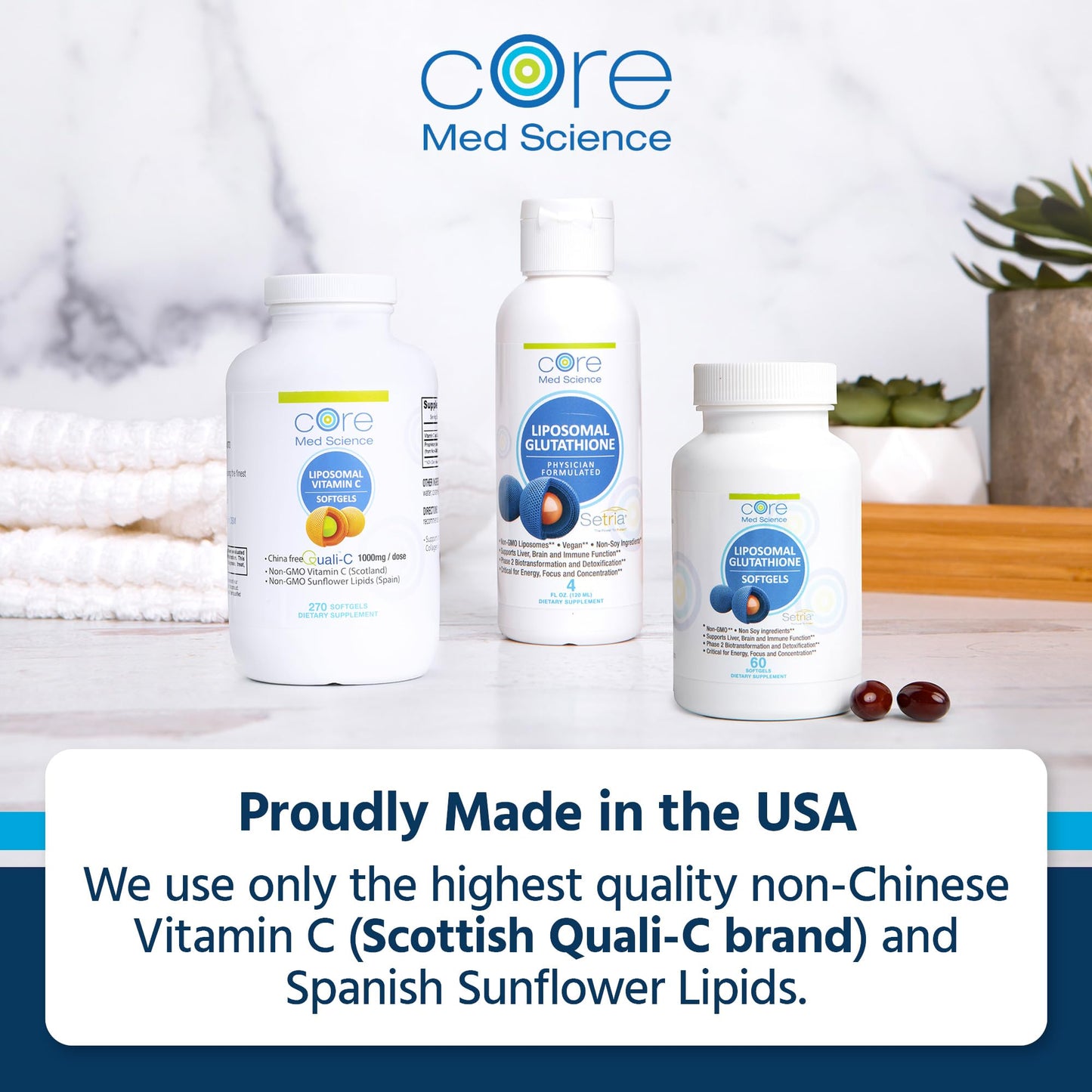Core Med Science Liposomal Vitamin C 1000mg β 270 Softgels | Non-GMO