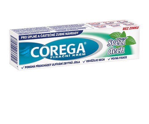 Corega Fresh Mint Denture Adhesive Cream โ 3-Way Hold, Zinc-Free
