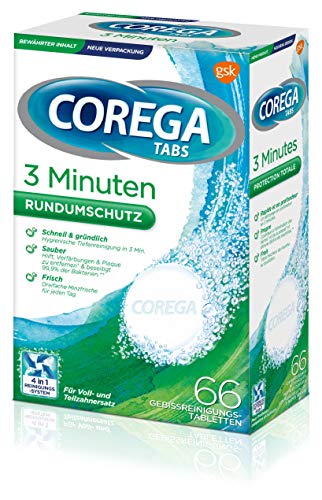 Corega Rapid Denture Cleaning Tabs โ 66 Tablets | Cleaning in 3 Minutes
