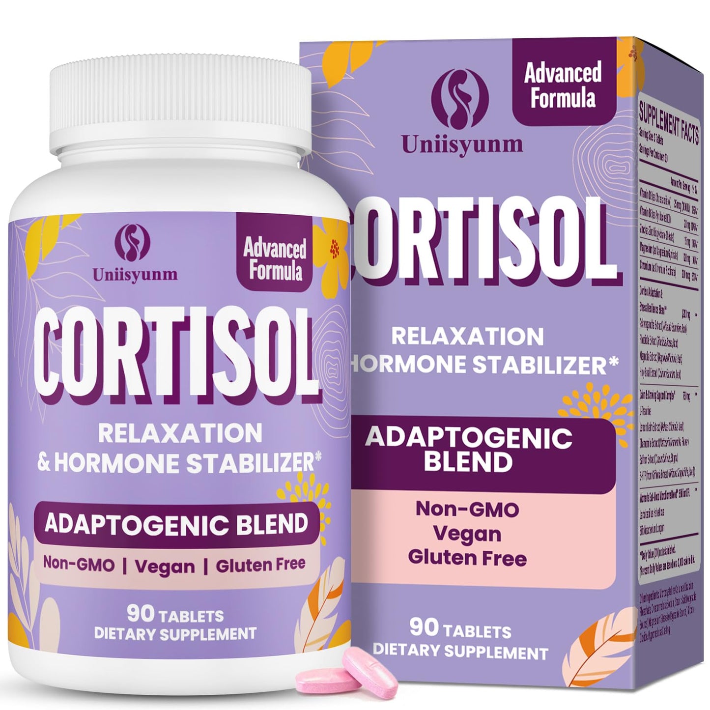 Cortisol Supplements for Women โ 16-in-1 Detox with Magnesium, Ashwagandha, L-Theanine & Probiotics | 90 Tablets