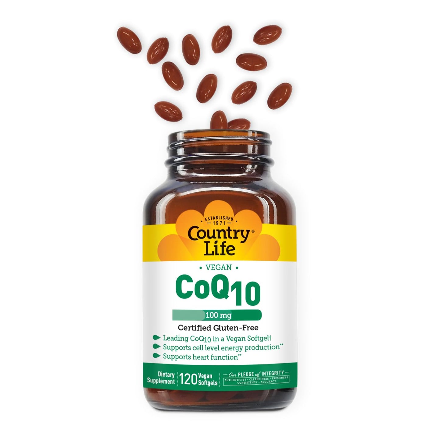Country Life CoQ10 100 mg โ 120 Softgels | Gluten Free & Vegan | Heart Support