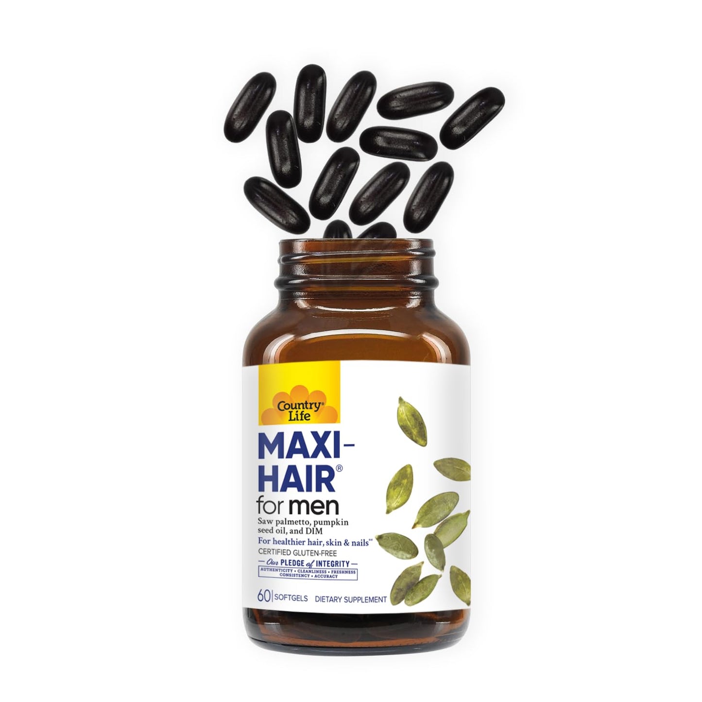 Country Life Maxi-Hair for Men โ Biotin 2000mcg & Mineral Hair Support (60 Vegan Capsules)