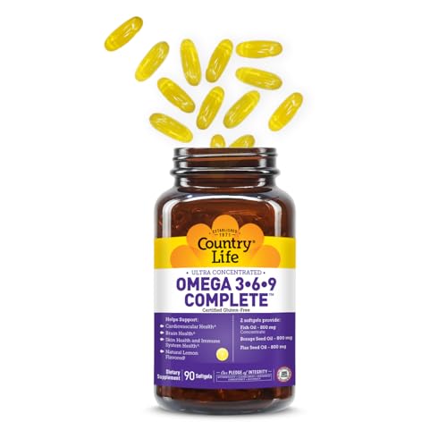 Country Life Omega 3-6-9 Complete โ 1,534mg Omega Fatty Acids | 90 Softgels