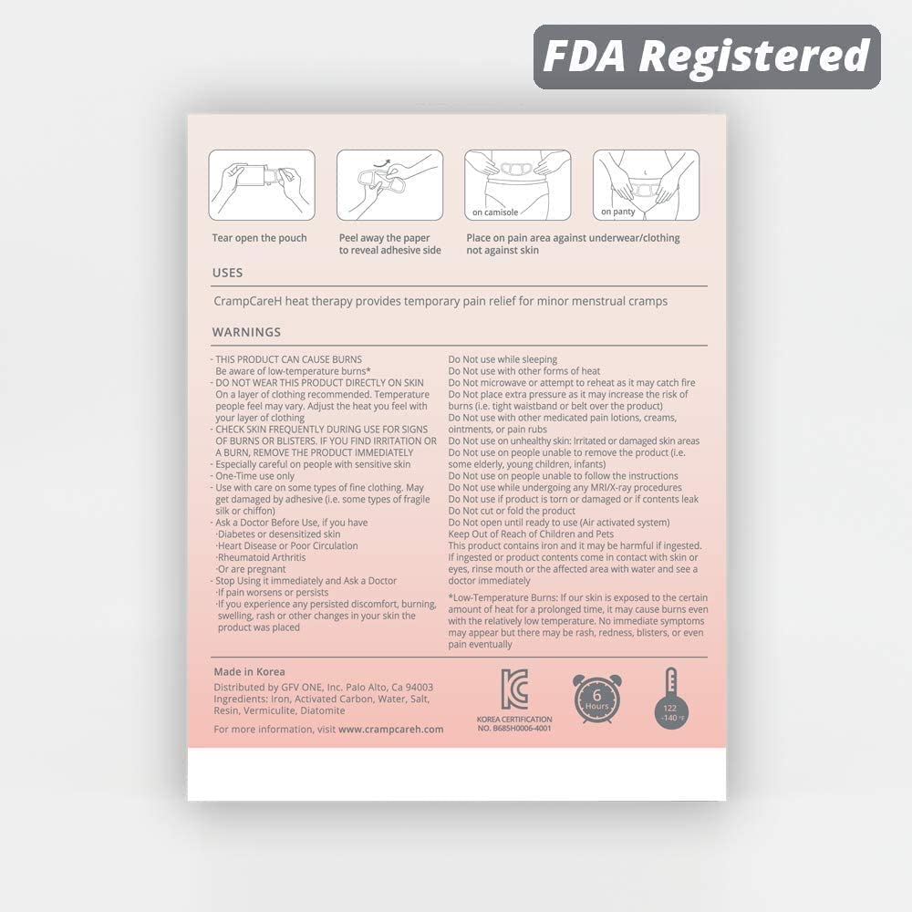 CrampCareH 5-Patch PMS Heat Patch with Wide Wings โ FDA-Registered