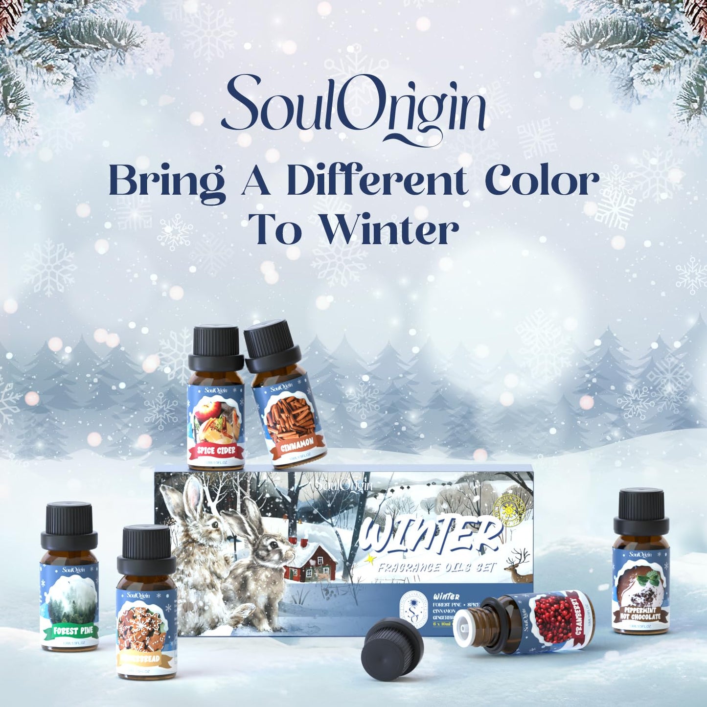 SoulOrigin Winter Essential Oils Set โ 6x10ml Fragrance Oils for Diffusers and Gifts