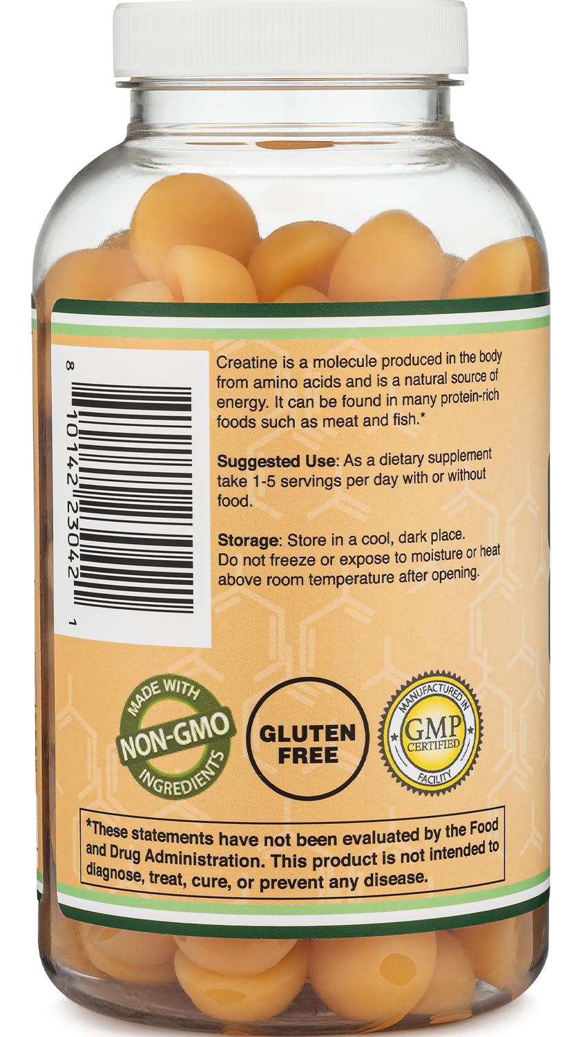 Creatine Monohydrate Gummies β 1g Per Gummy, 120 Count | Vegan, Non-GMO, Gluten Free | Double Wood