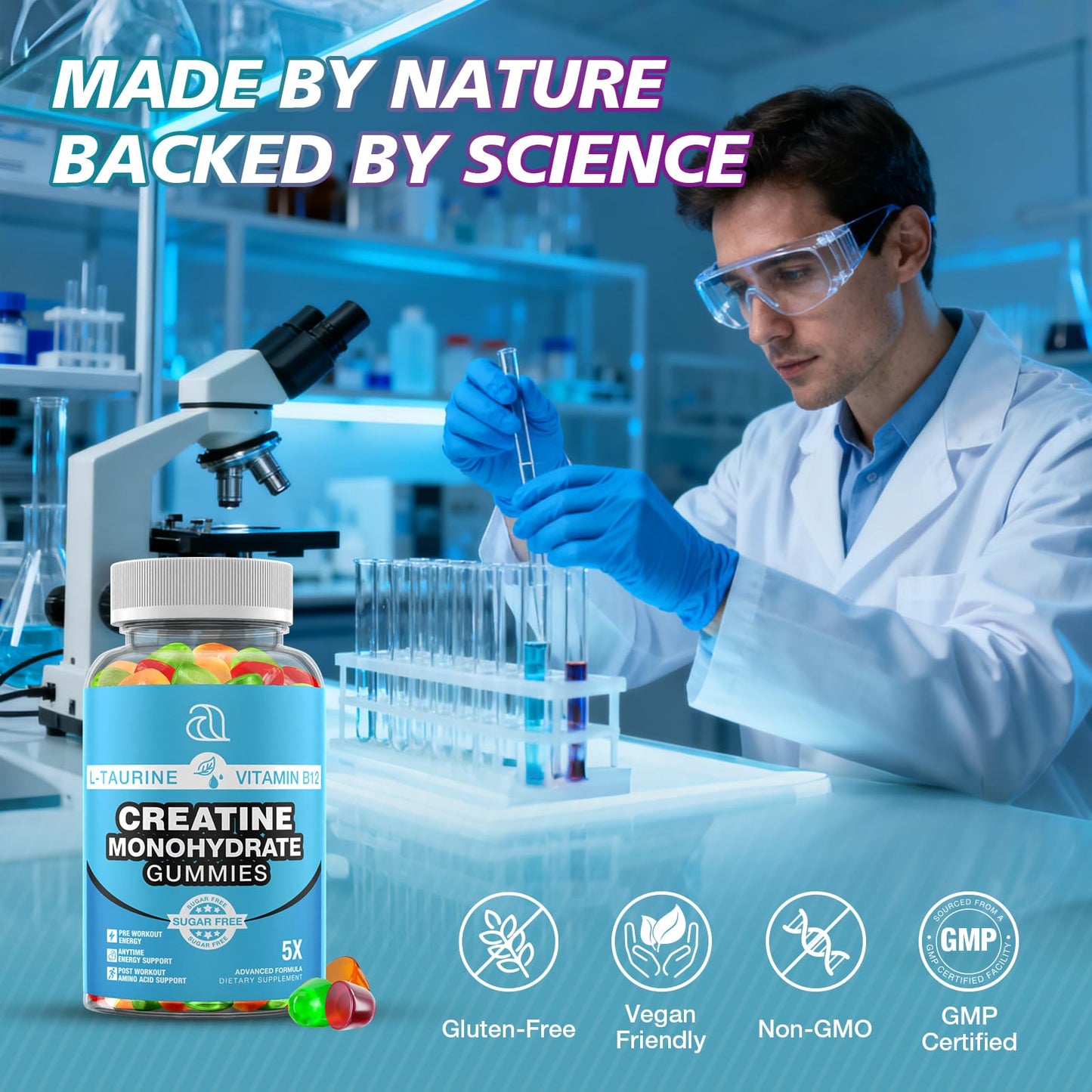 Creatine Monohydrate Gummies 5g for Men & Women โ 2 Pack