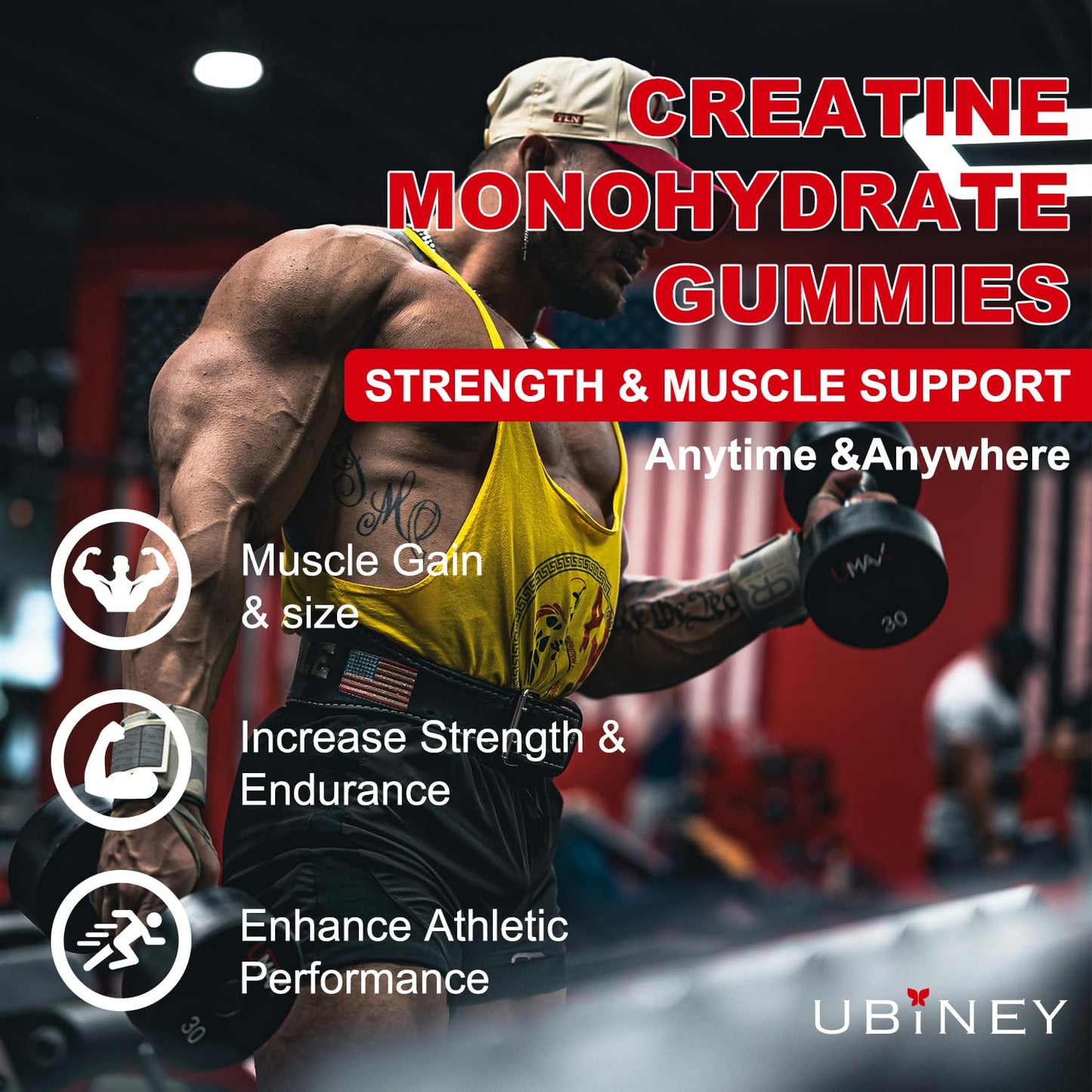 Creatine Monohydrate Gummies 5000mg โ Sugar-Free, Vegan, Gluten-Free, Strawberry (60 Count)