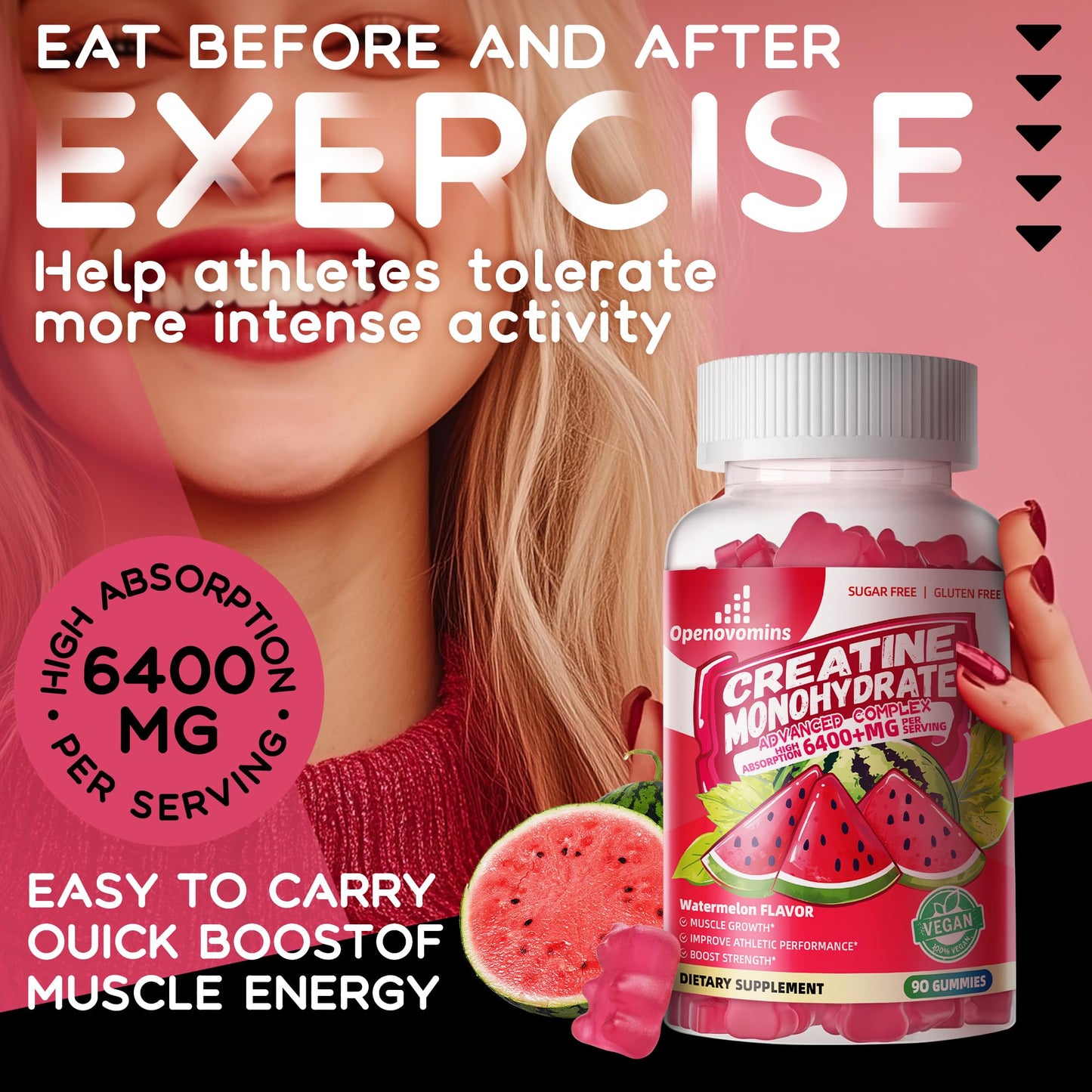Creatine Monohydrate Gummies Complex โ Sugar-Free Chewable for Men & Women (90 Gummies)