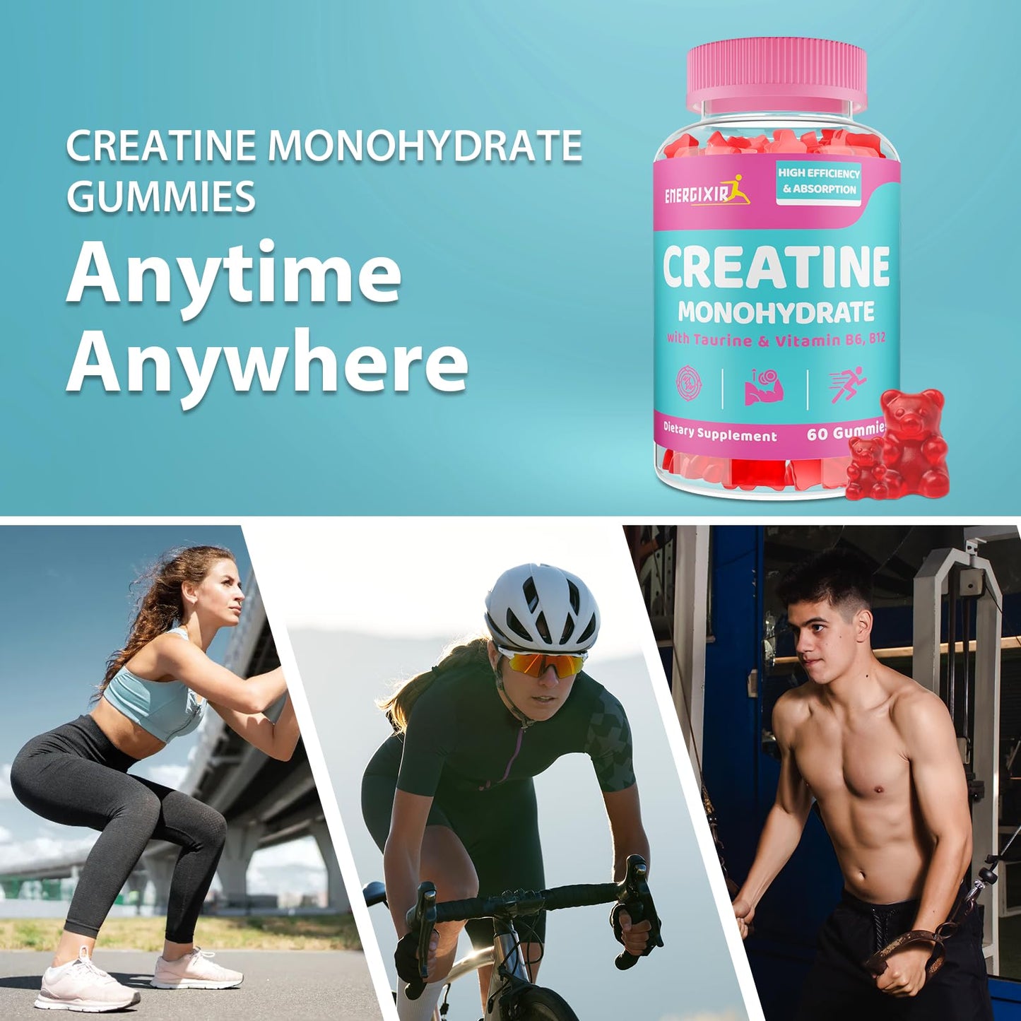 Creatine Monohydrate Gummies for Women โ 60 Count | No Bloating, Taurine & B6