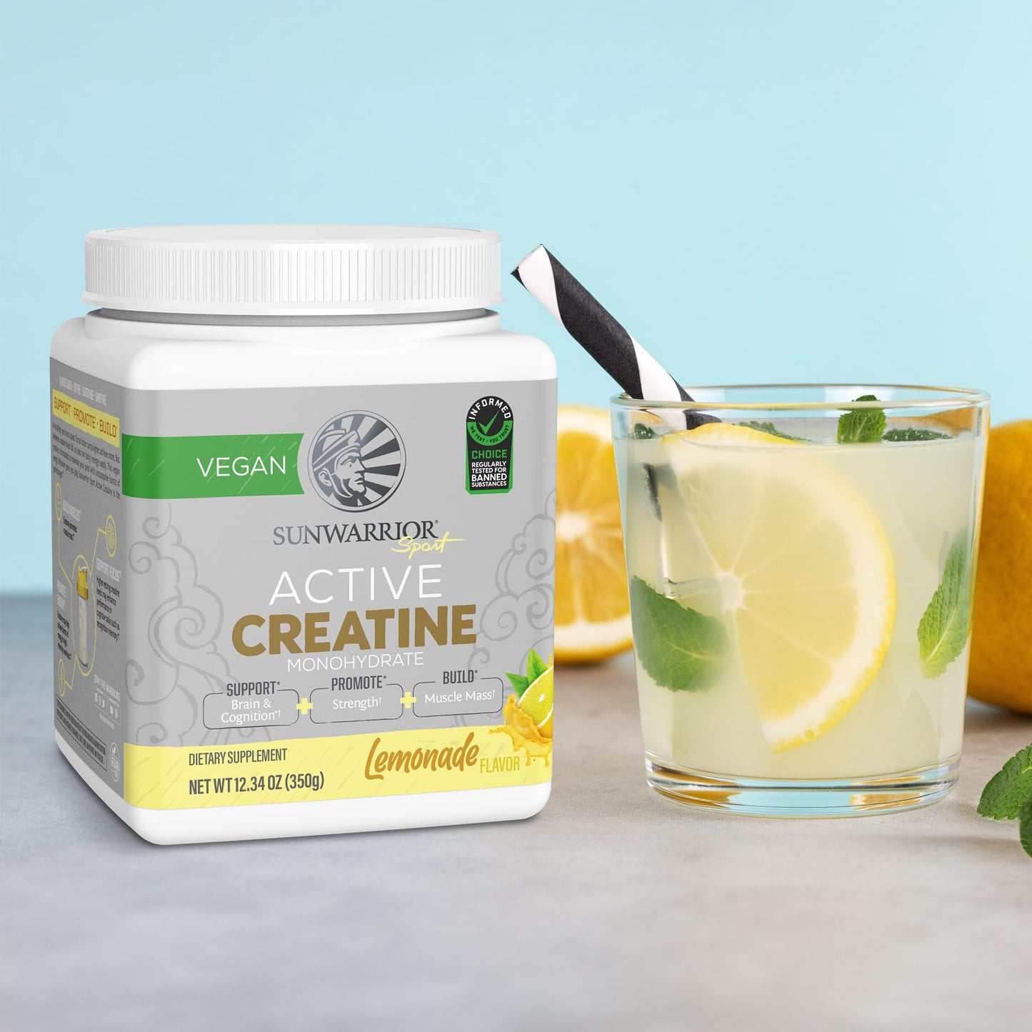 Creatine Monohydrate Powder โ Lemonade, 50 Servings | Vegan & Keto Friendly