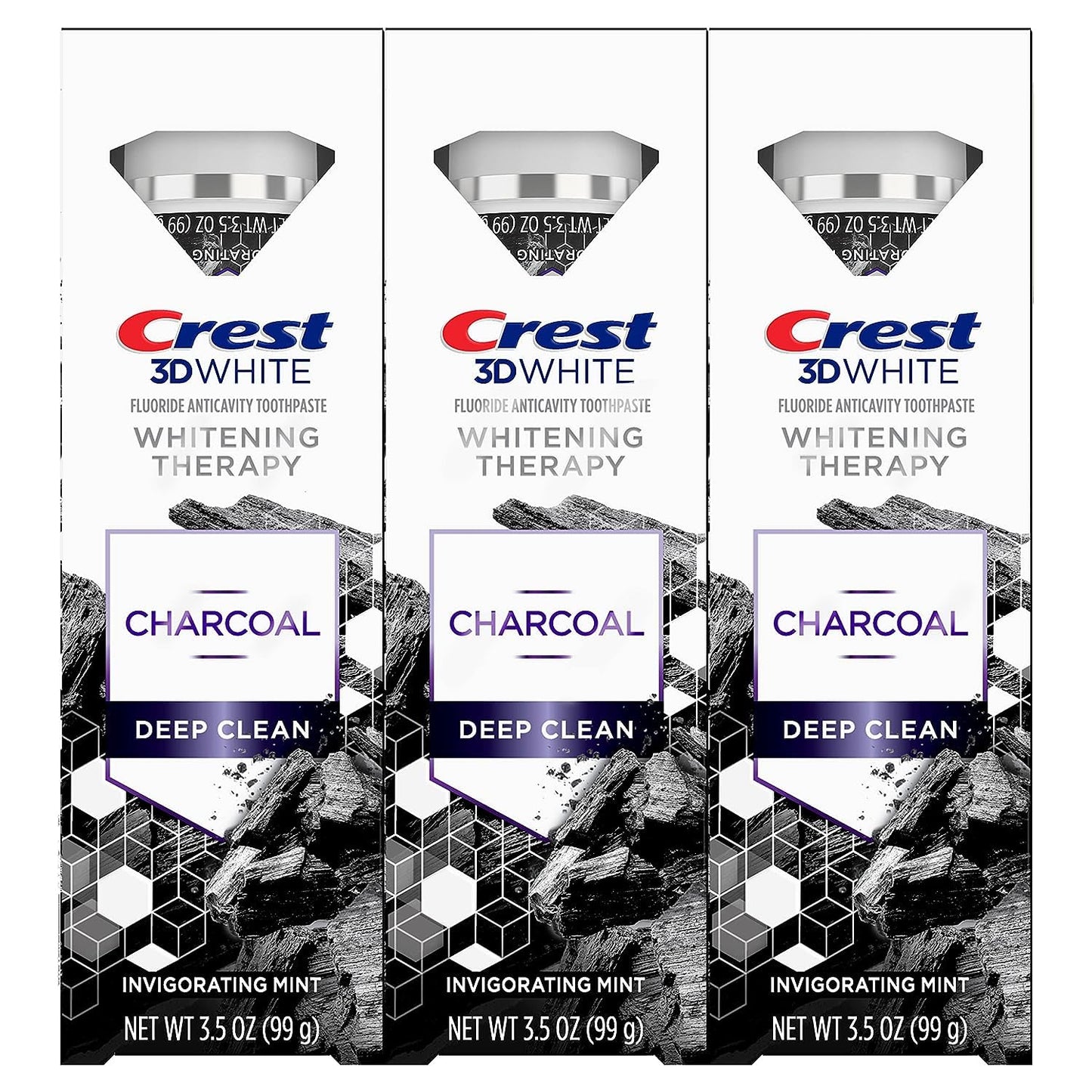 Crest 3D White Whitening Therapy Charcoal Deep Clean Toothpaste โ Mint, 3.5 oz, Pack of 3