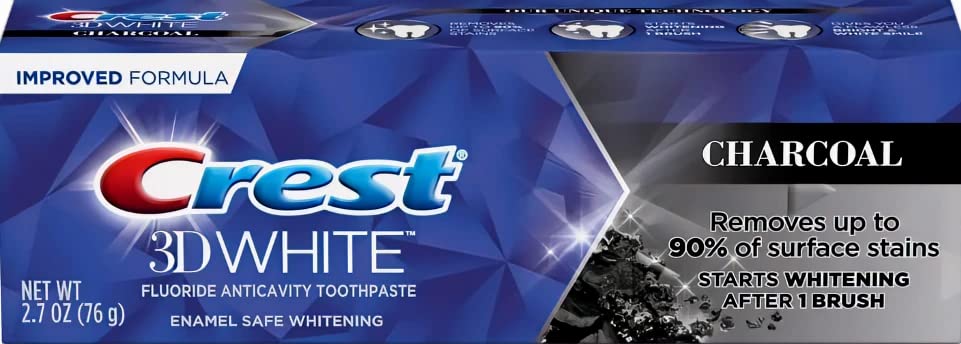 Crest 3D White Charcoal Toothpaste โ Enamel Safe, 2.7 oz (76 g) Pack of 2
