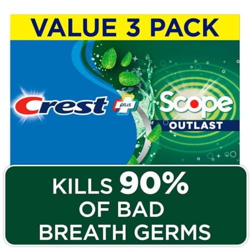 Crest Complete Whitening + Scope Outlast Mint Toothpaste โ Triple Pack (3 x 5.4 oz), 16.2 oz
