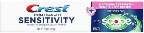 Crest Sensitivity Whitening Toothpaste with Scope Minty Fresh โ 6 oz (2 Tubes)