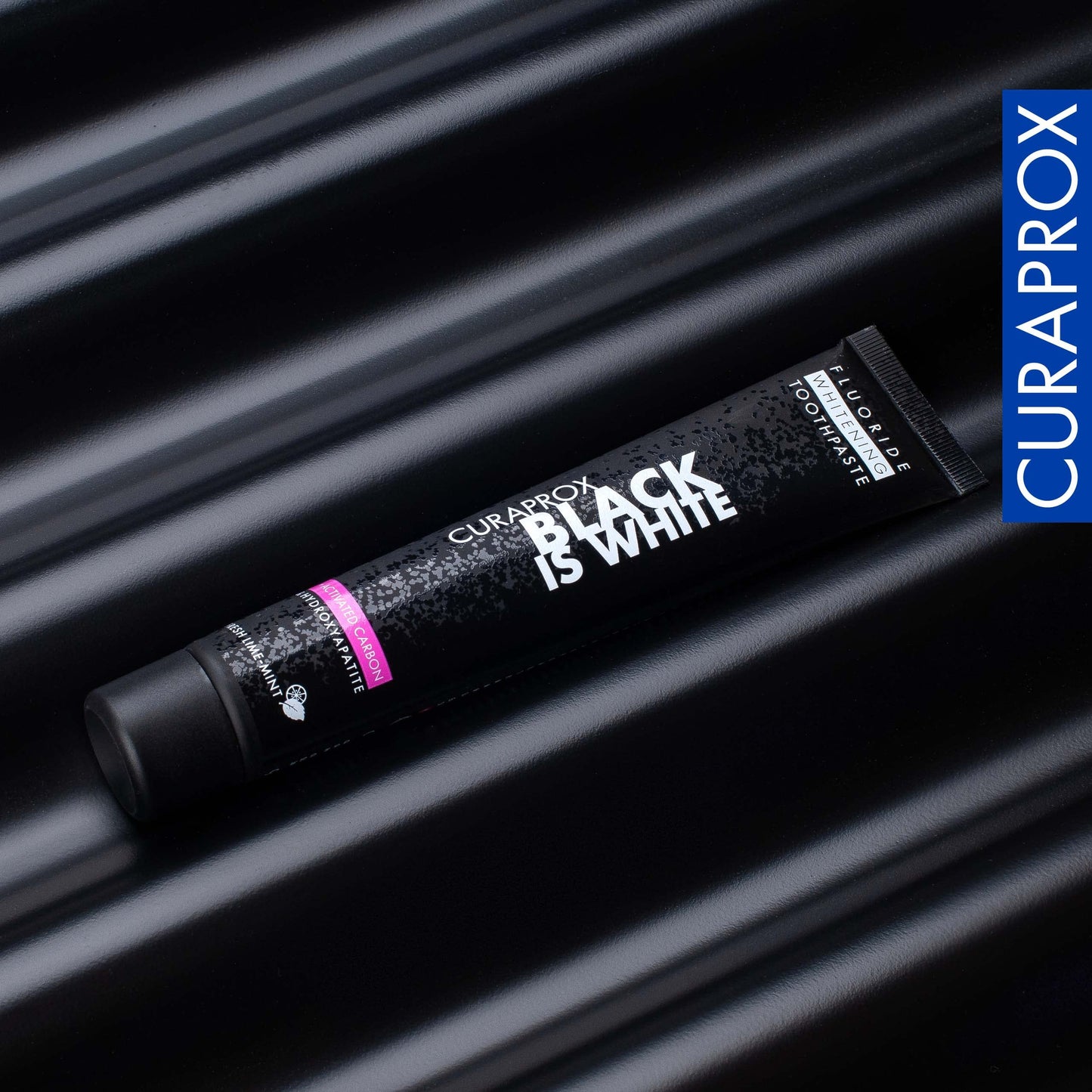 Curaprox Black is White Toothpaste โ Charcoal Whitening with Fluoride | 90 ml