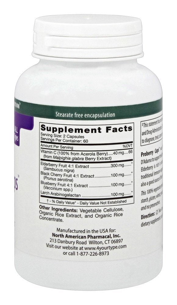 D'Adamo Personalized Nutrition โ Proberry Caps 120 VegCaps | Elderberry Complex with Vitamin C