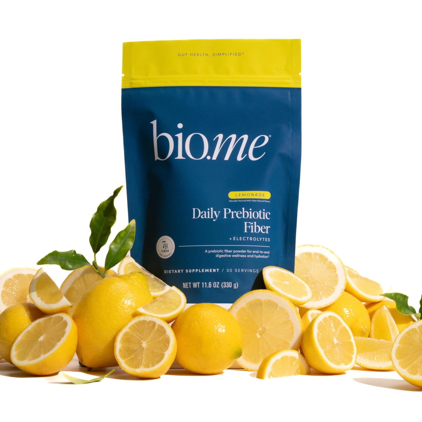 Daily Prebiotic Fiber Lemonade with Electrolytes - 7g Soluble Fiber per Serving - Sugar Free - 30 Servings