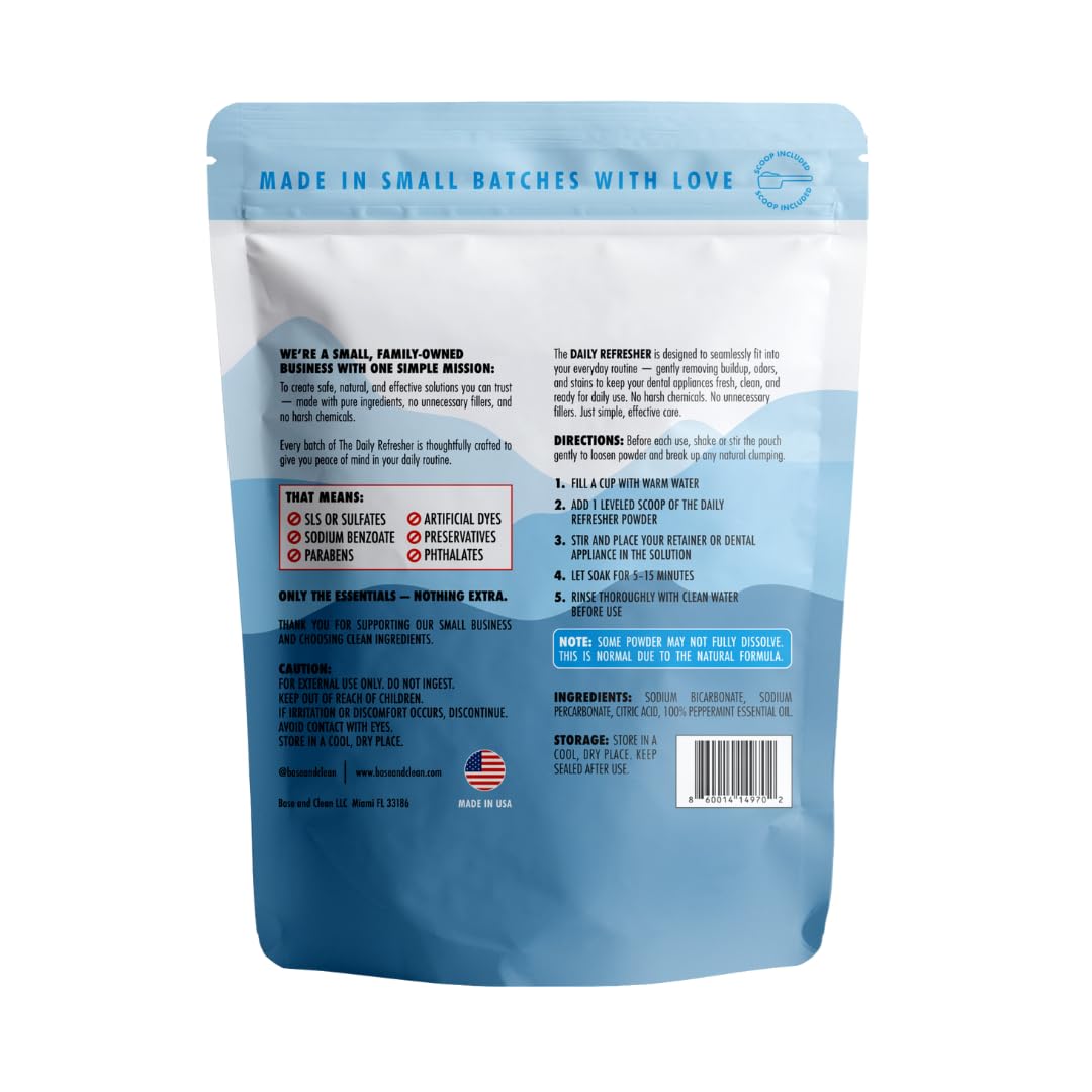Base & Clean The Daily Refresher โ 100% Natural Retainer & Aligner Cleaner (120 Servings) | Made in USA