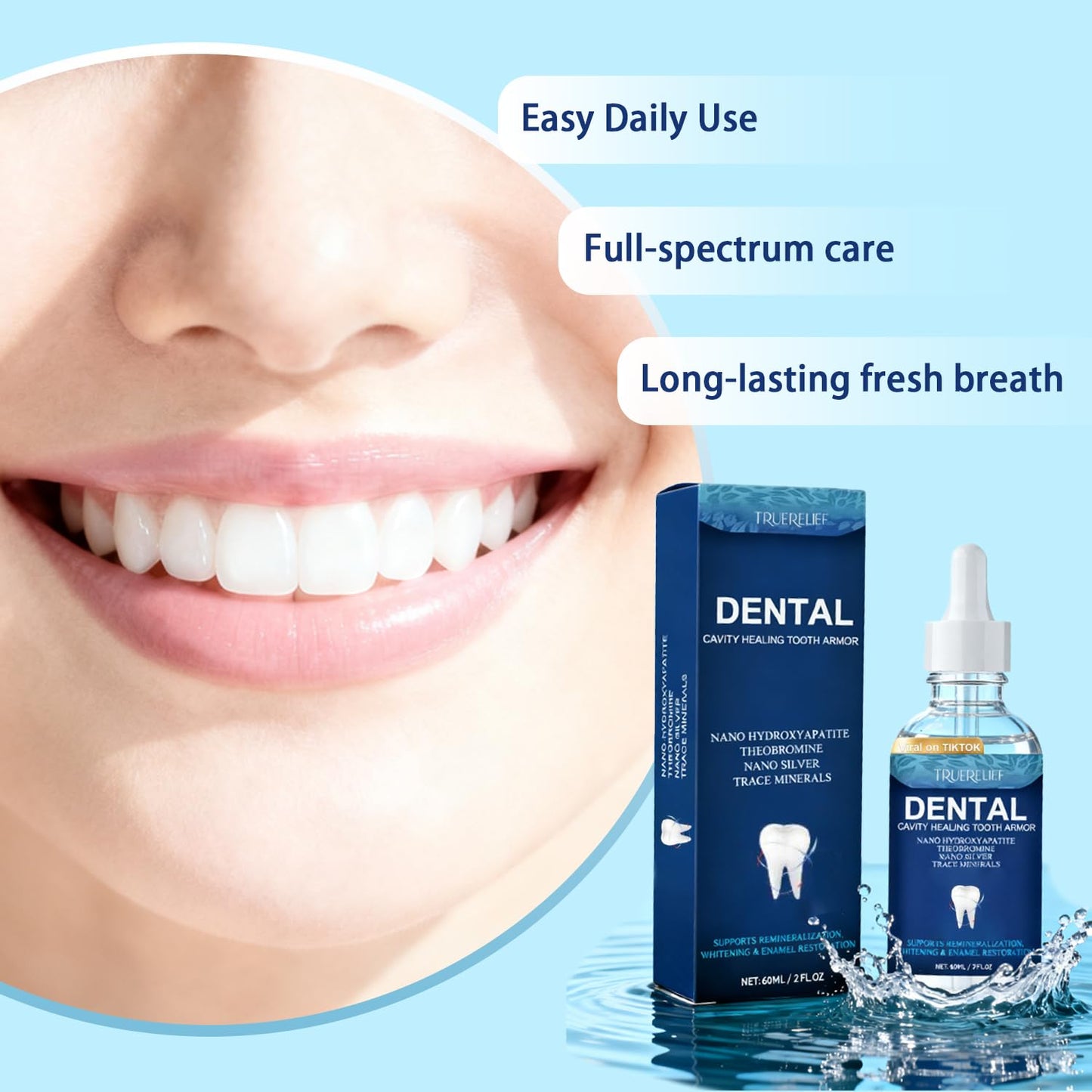 Cavity Healing Tooth Armor Liquid โ Transparent Enamel Strengthening with Hydroxyapatite