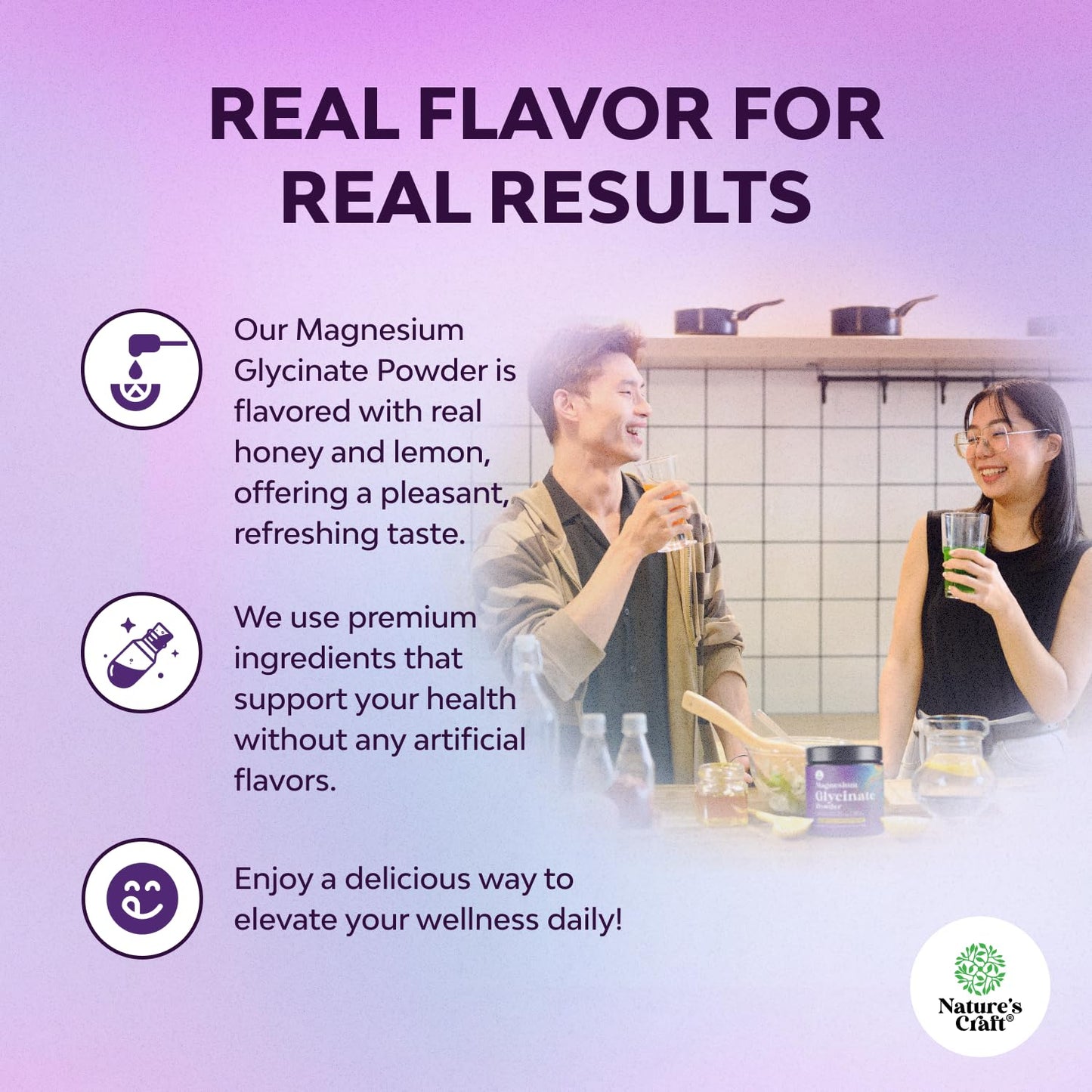 High Absorption Magnesium Glycinate Powder โ Vegan, Non-GMO, Gluten Free (Honey Lemon) 40 Servings