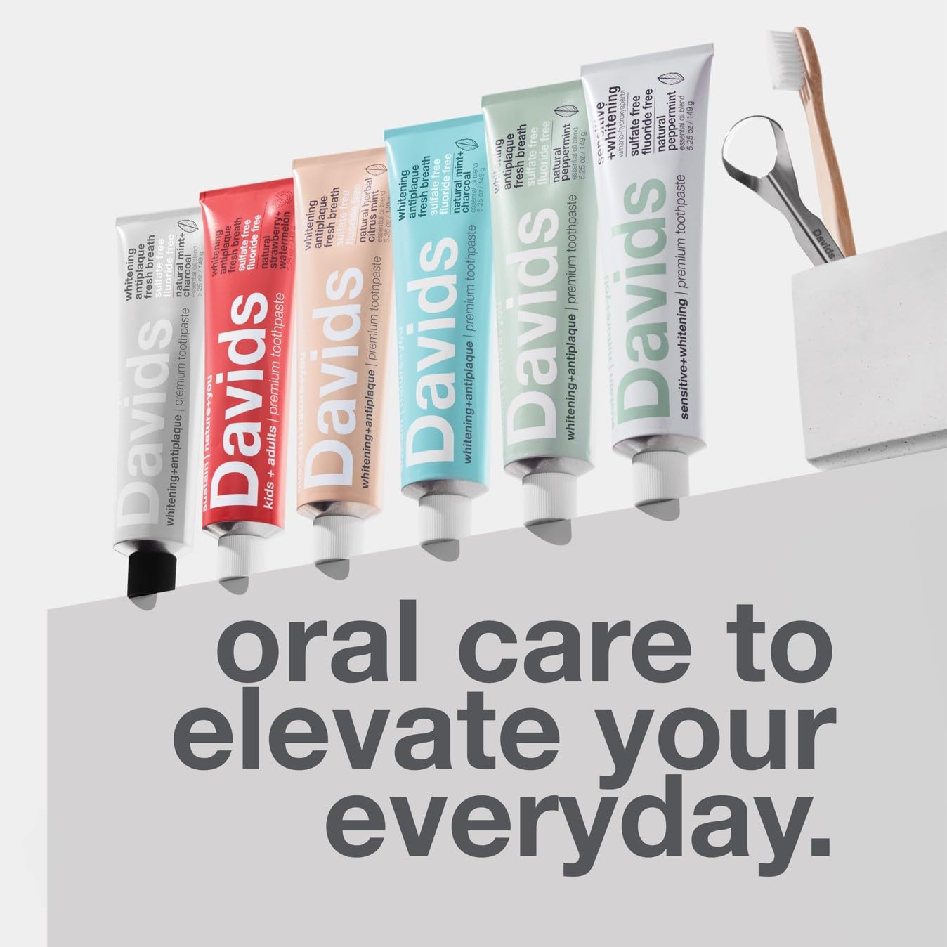 Davids Fluoride Free Toothpaste β Enamel Health, Whitening, SLS-Free, EWG Verified, 5.25oz