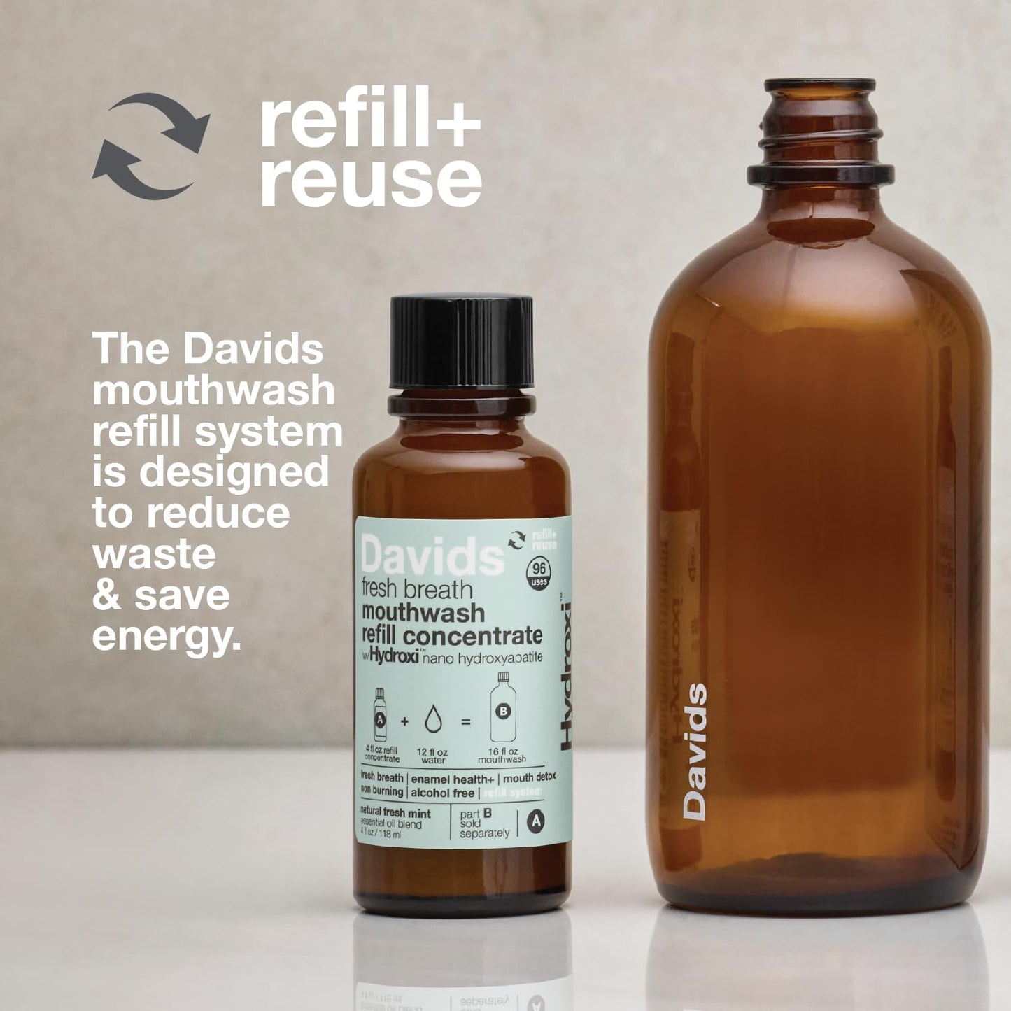 Davids Hydroxi Fresh Breath Mouthwash Starter Kit โ Alcohol-Free, Fluoride-Free