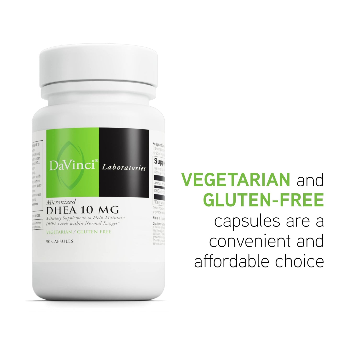 DaVinci Labs Micronized DHEA 10mg โ Hormone Balance, Brain & Thyroid Support (Vegetarian, 90 Capsules)