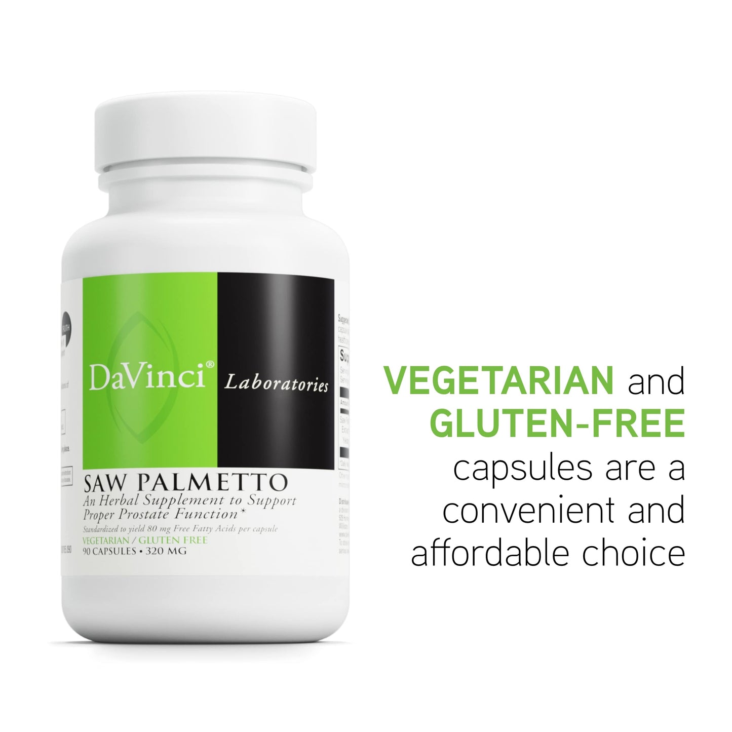 DAVINCI Labs Saw Palmetto - Prostate Health Support, Premenstrual & Lactation* - Gluten-Free - 90 Vegetarian Capsules