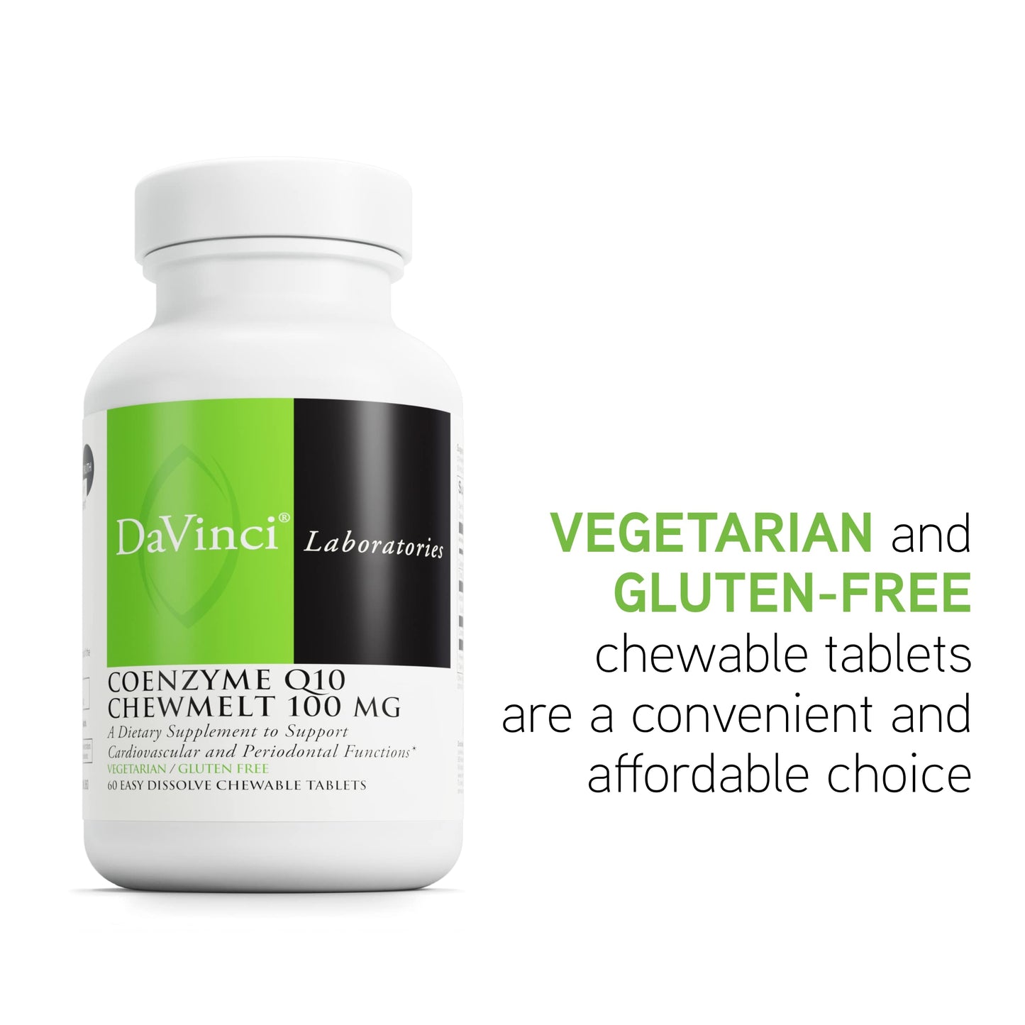 DAVINCI Labs CoQ10 ChewMelt 100mg โ Supports Liver, Brain & Heart Health | 60 Tabs