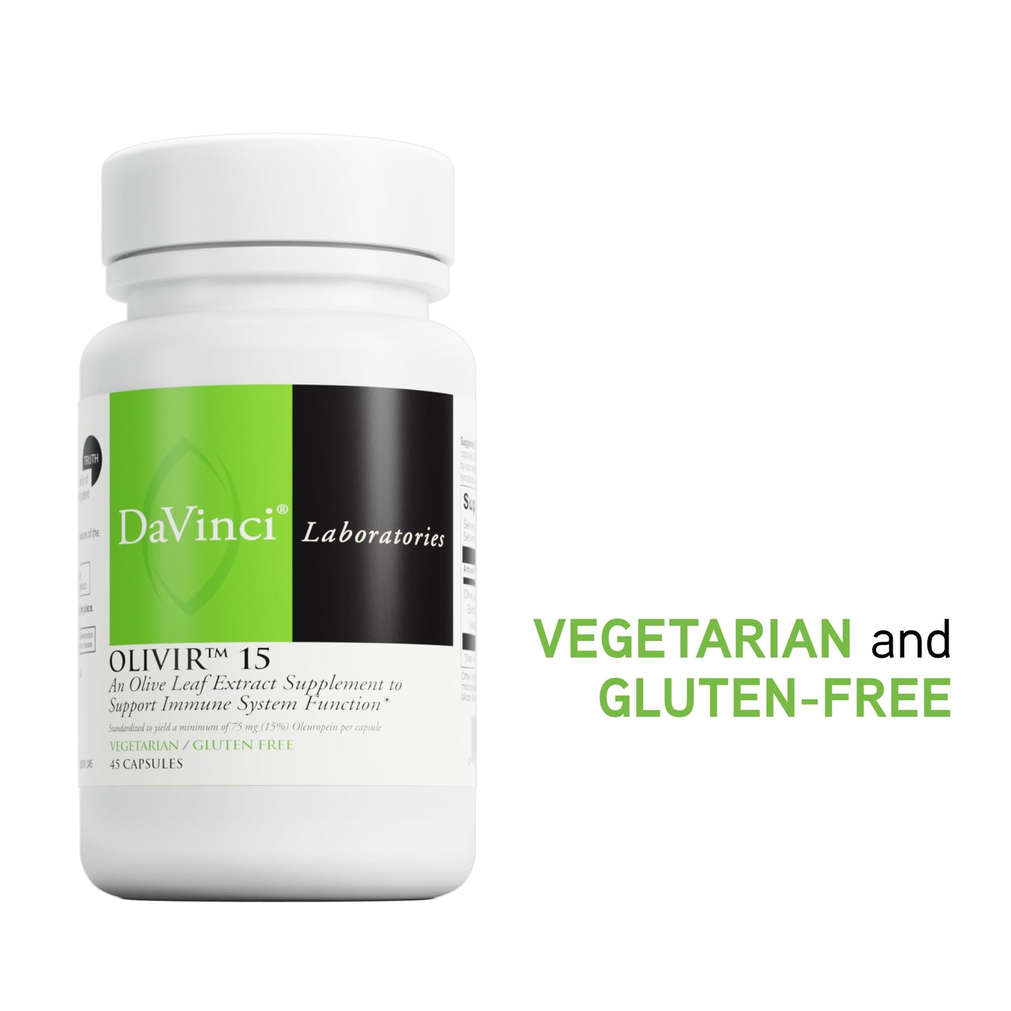 DAVINCI Labs Olivir 15-45 Capsules | Olive Leaf Extract for Immune Support