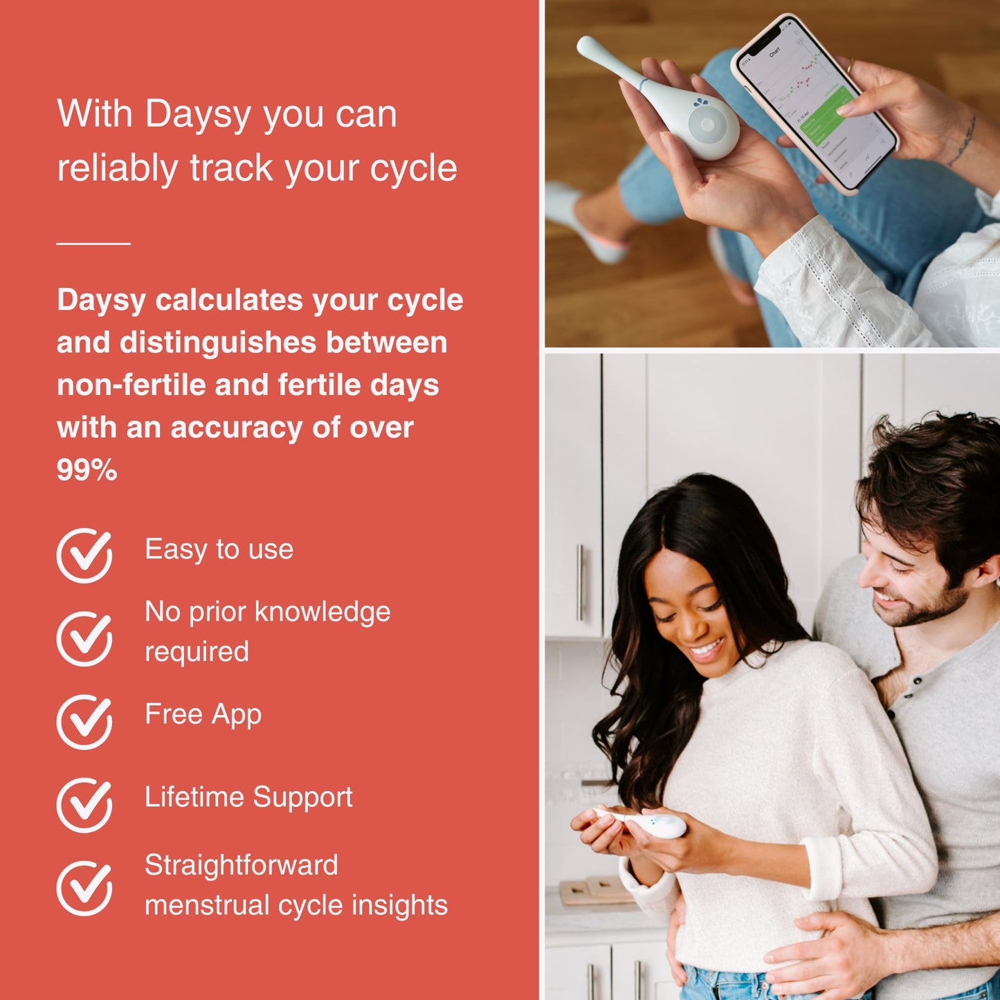 Daysy Fertility Tracker โ Hormone-Free Ovulation Monitor with App