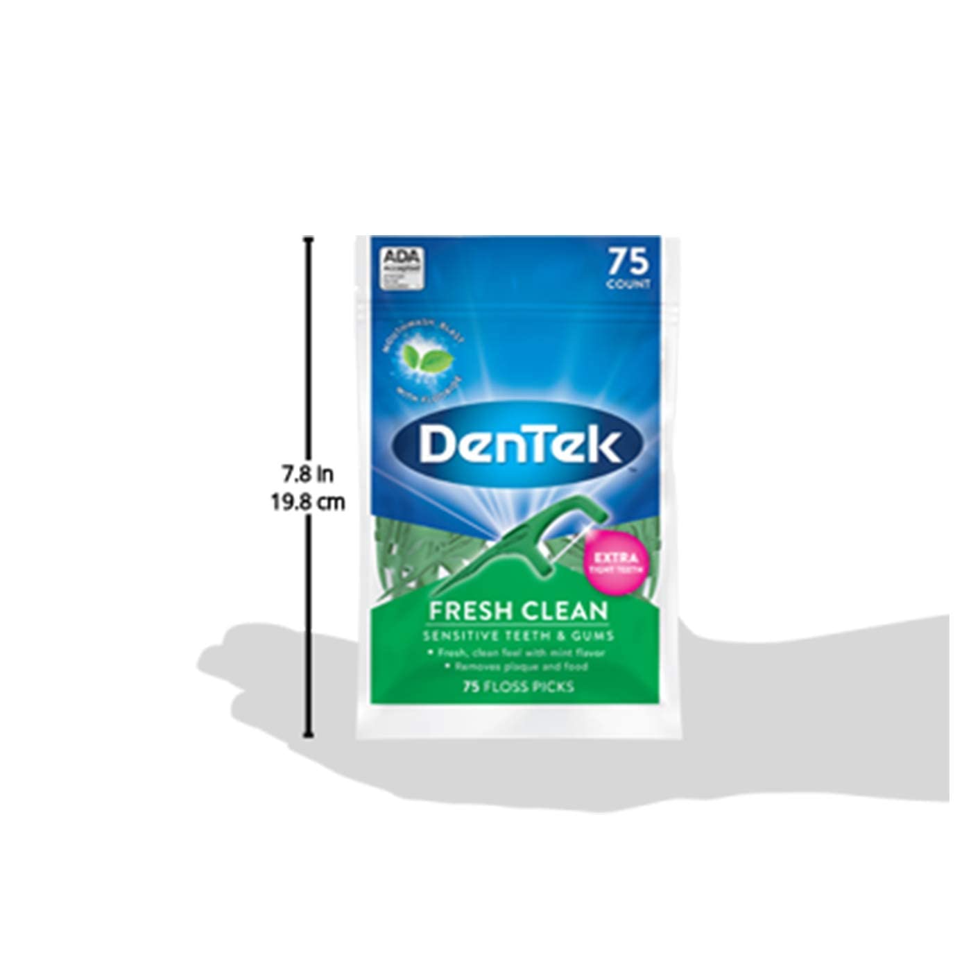 DenTek Fresh Clean Floss Picks โ Extra Tight Teeth, 75 Count (2-Pack)