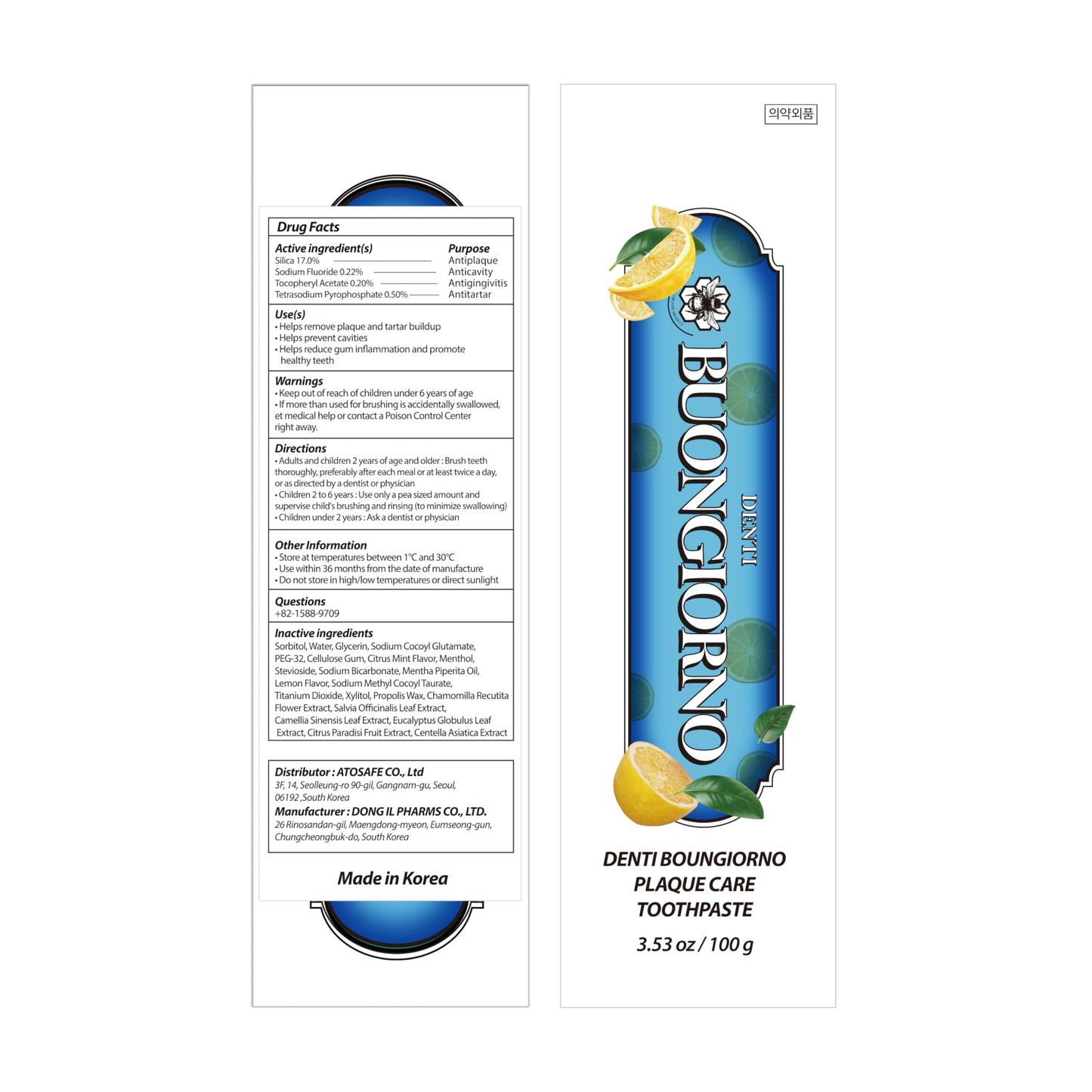 DENTI BUONGIORNO Plaque Care Toothpaste โ Lemon Mint | Natural Fluoride