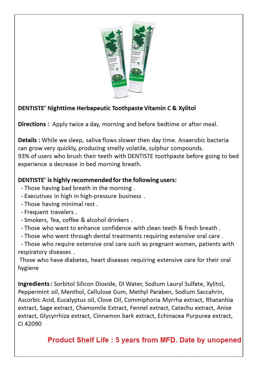 Dentiste Plus White Vitamin C & Xylitol Gum Toothpaste โ 2x100g | Made in Thailand