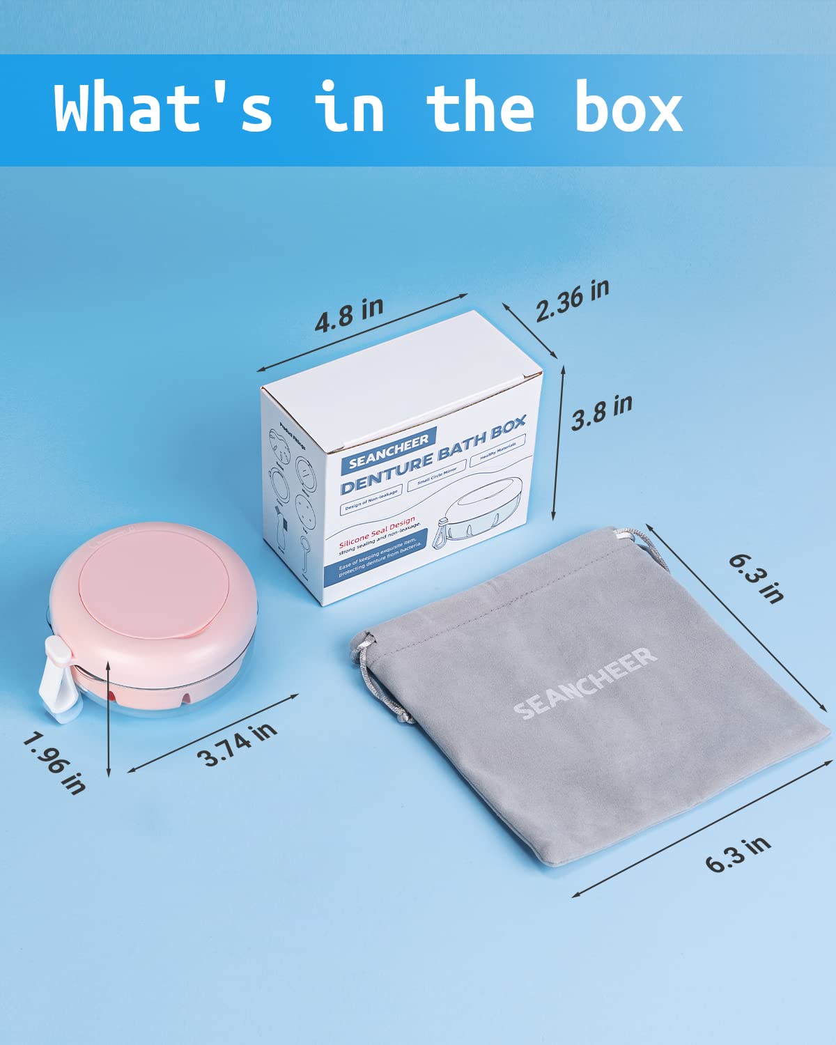 Denture Bath Case โ Leak-Proof Portable Retainer Box (Pink) with Cleaning Kit
