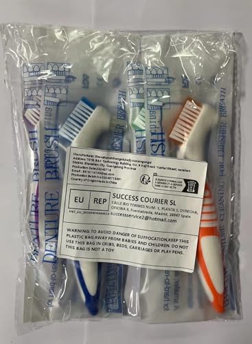 4-Piece Denture Brush Set for False Teeth โ Multi-Layered Bristles, Ergonomic Rubber Handle