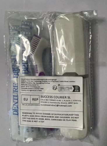 Denture Brush 2-Piece Set with White Carrying Case โ Comfort Grip