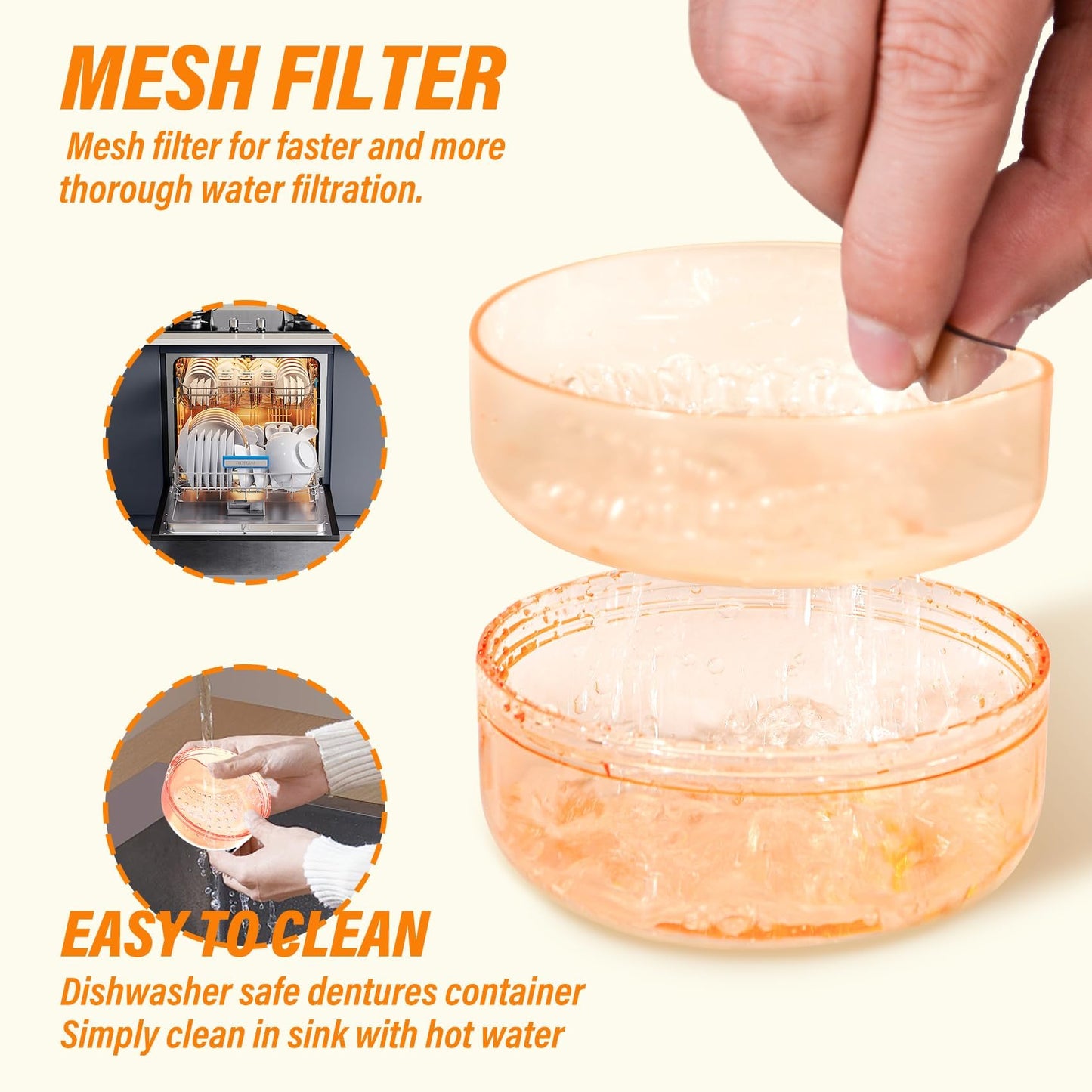 2-Pack Denture Case โ 2-in-1 Retainer Case with Strainer Basket (No-Leak, Travel)