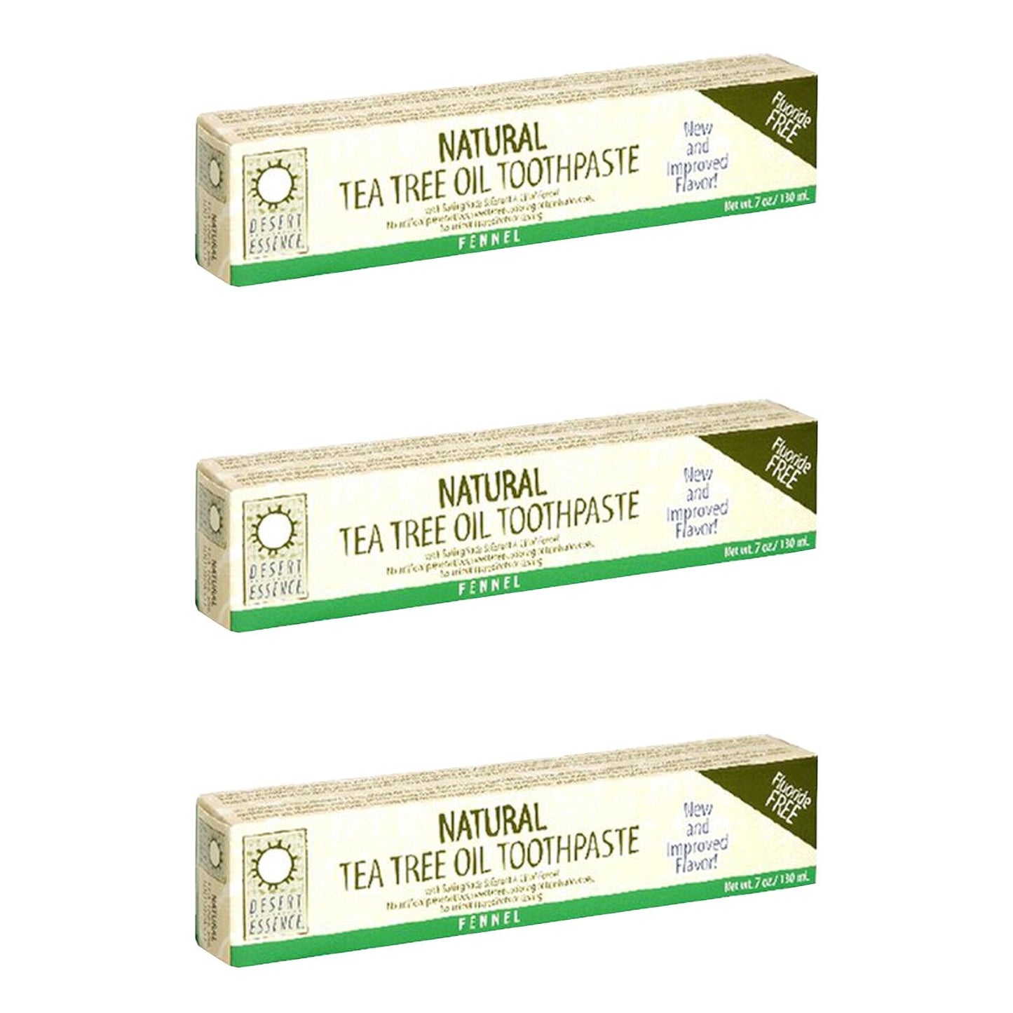 Desert Essence Tea Tree Oil Toothpaste โ Fluoride Free, Fennel, Baking Soda (6.25 oz, 3-pack)